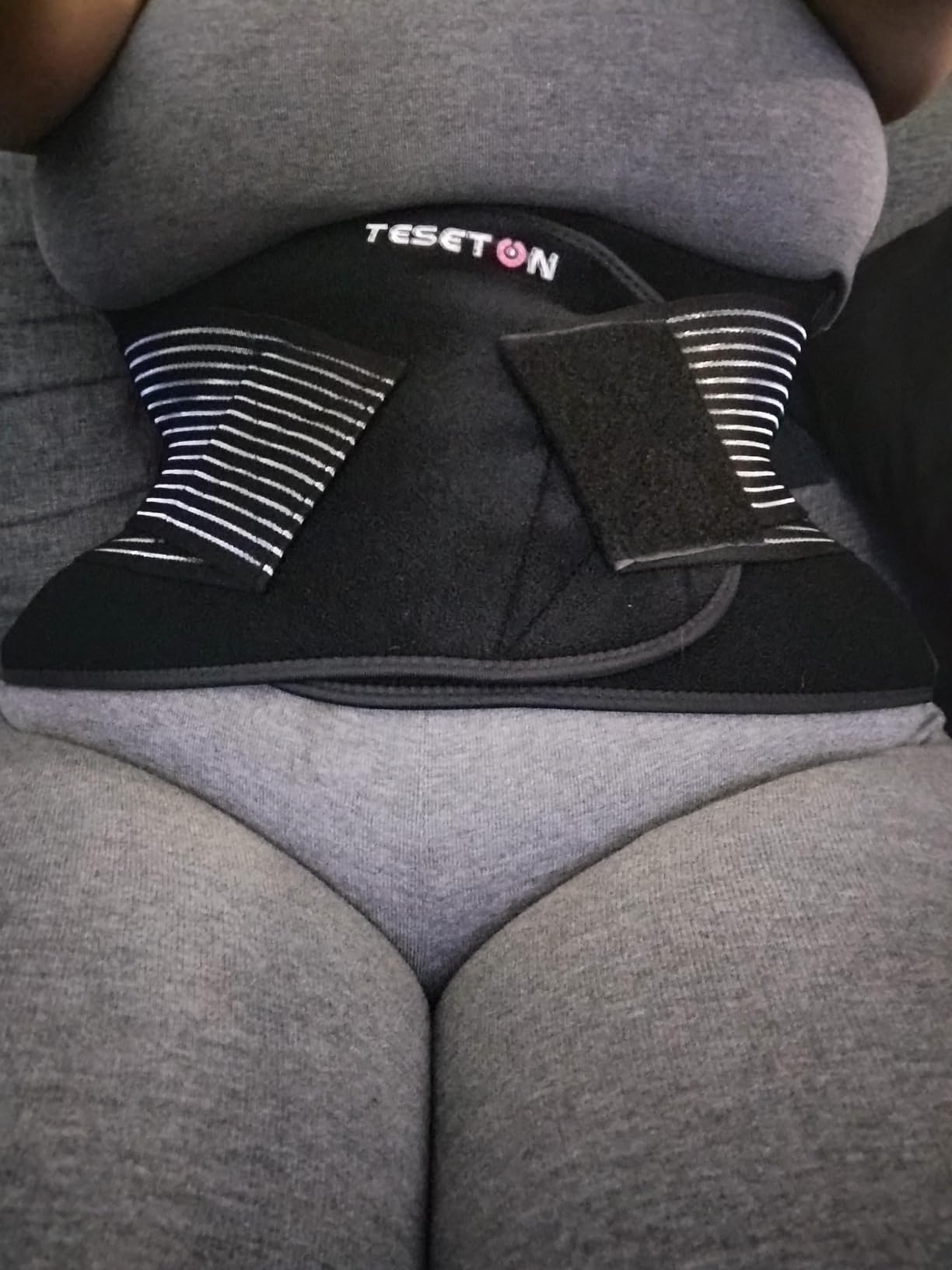 TESETON Back Brace for Men and Women, Back Support Belt Relief Lower Back Pain Herniated Disc, Sciatica, Scoliosis, Breathable Mesh, Lumbar Support Belt with 8 Reinforced Bones customer photo 1