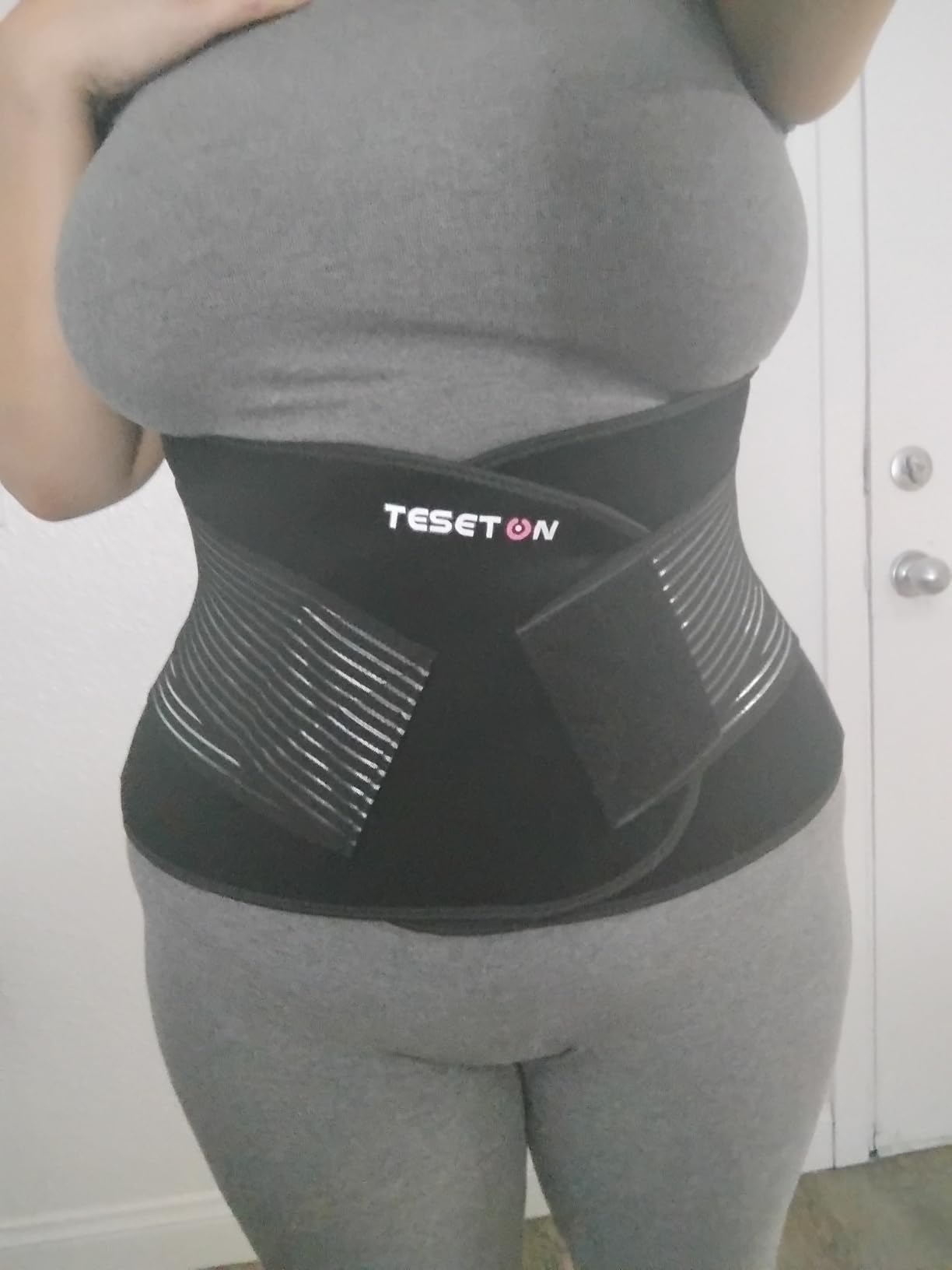 TESETON Back Brace for Men and Women, Back Support Belt Relief Lower Back Pain Herniated Disc, Sciatica, Scoliosis, Breathable Mesh, Lumbar Support Belt with 8 Reinforced Bones customer photo 2