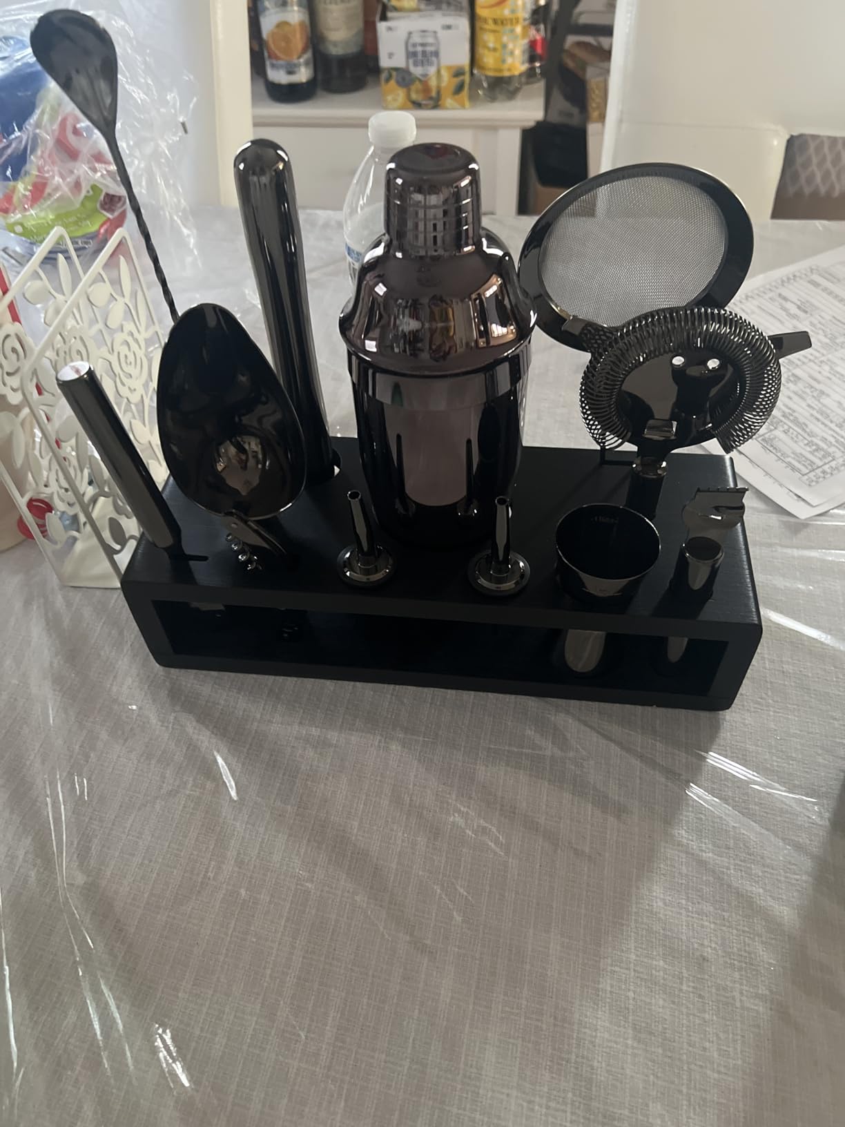 Highball & Chaser Bartender Kit with Espresso Bamboo Stand. Beautiful Cobbler Cocktail Shaker Set with Bar Tools Rustproof Stainless Steel Bar Set (Antique Copper) customer photo 2