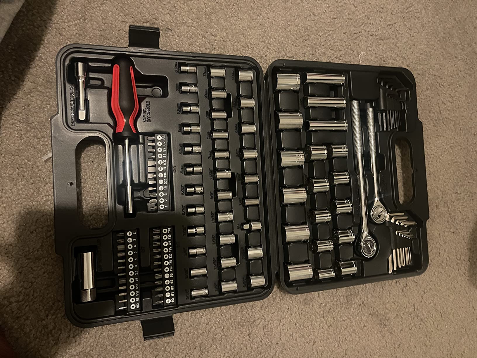 MECHMAX 121 Piece Mechanic Tool Set, 1/4 & 3/8 Inch Drive Metric & Standard Socket Wrench Kit, for General, Home, Car, Mechanics, Automotive Repair Tool Kit customer photo 1