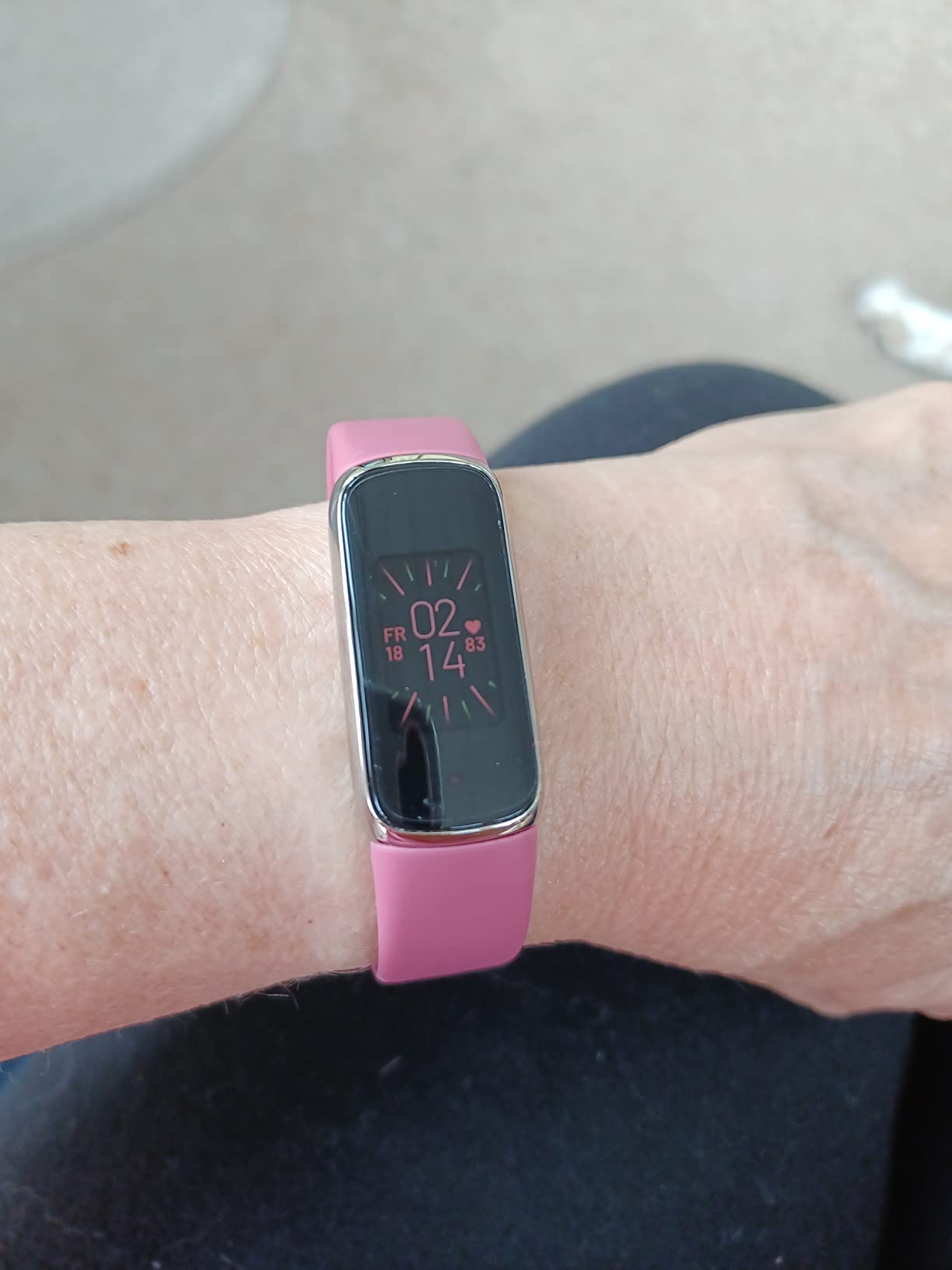 Fitbit Luxe Special Edition Fitness and Wellness Tracker, Gorjana Soft Gold Stainless Steel Parker Link Bracelet customer photo 2