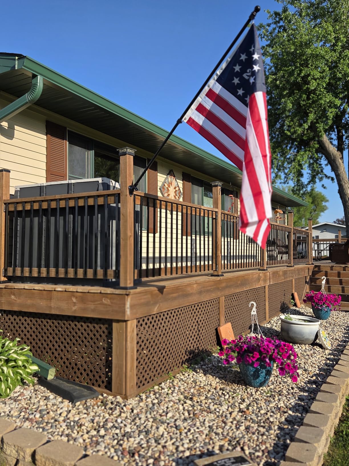 ZMTECH Flag Pole - Upgraded Bracket, 6 FT Stainless Steel Flag Poles for Outside House, Residential or Commercial, Tangle Free Flag Pole Kit for American Flag customer photo 1
