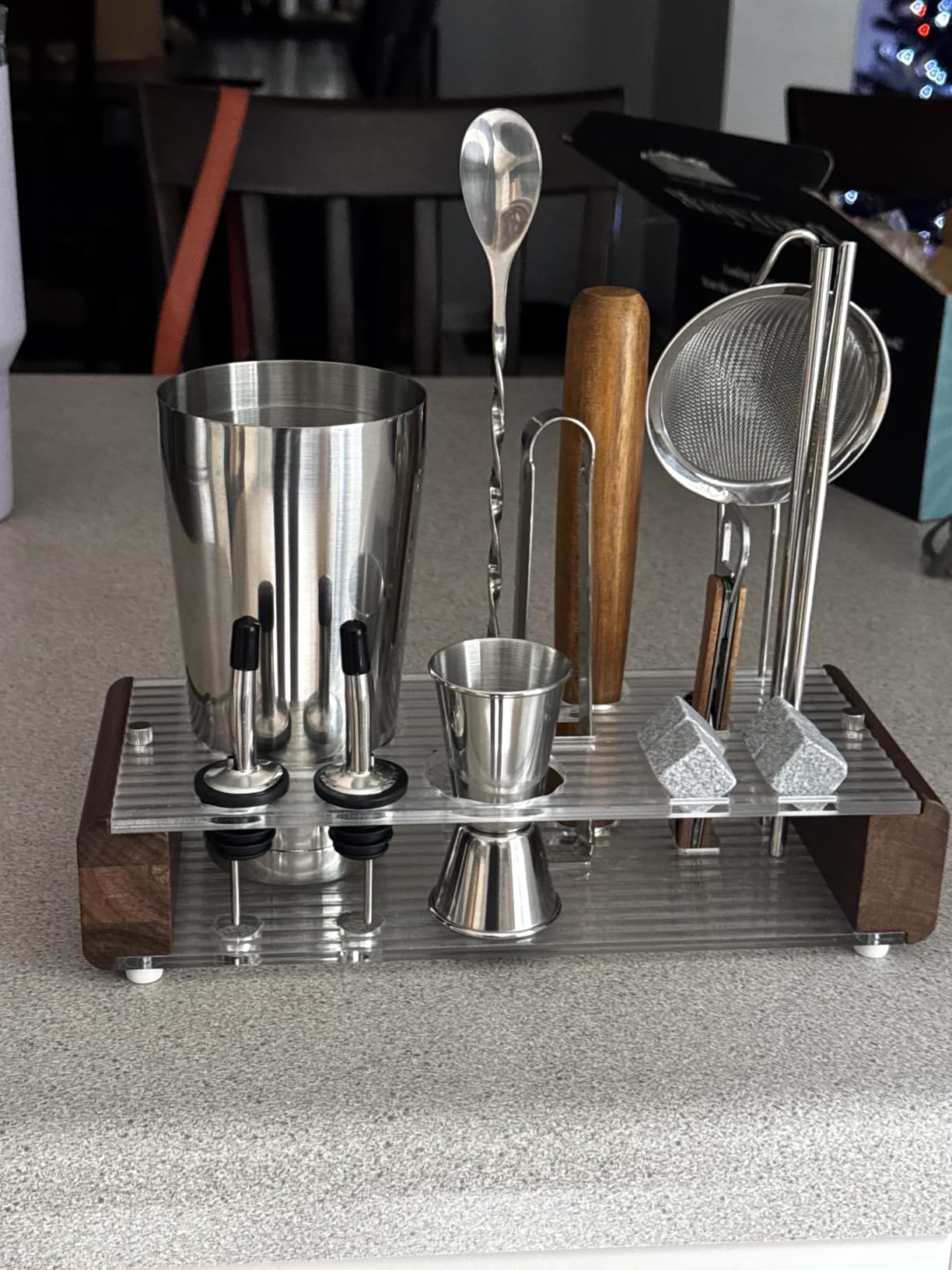 Mixology Bartender Kit with Stand - 15 Piece Bar Tool Set, Silver Bar Set Cocktail Shaker Set for Drink Mixing customer photo 2