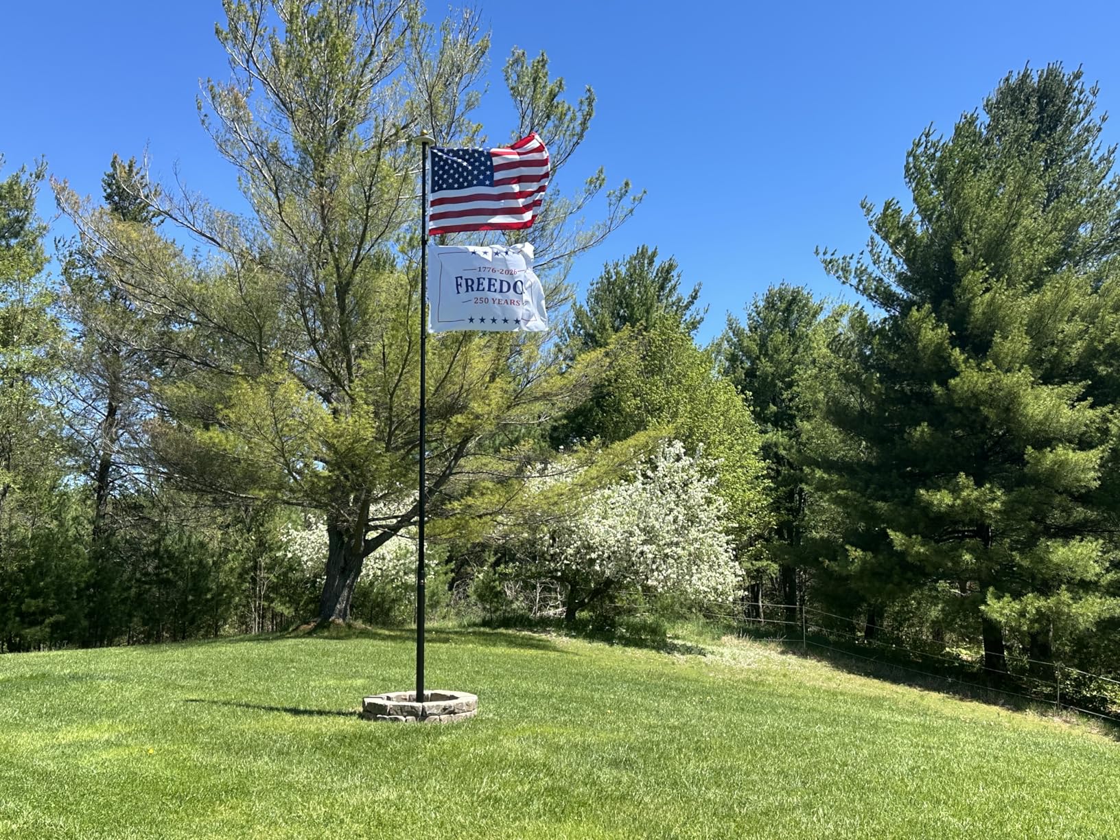 Service First 25FT Flagpole Kit Freedom Edition Black Telescoping for Outside House In Ground - Anti Tangle Swivel Ring Design - 100MPH Wind Tested with Single Flag customer photo 1
