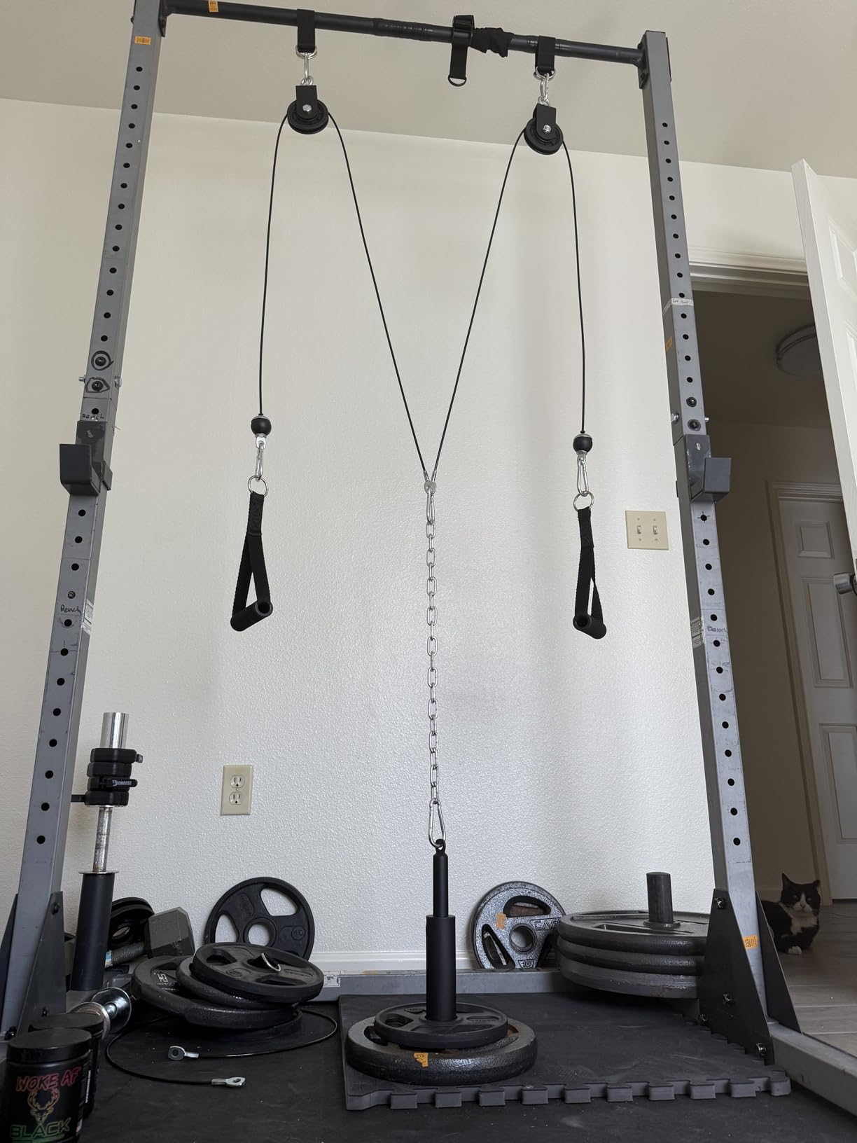 SERTT Weight Cable Pulley System Gym, Upgraded Cable Pulley Attachments for LAT Pull Down, Biceps Curl, Tricep, Arm Workouts - Home Gym Add On Equipment customer photo 2