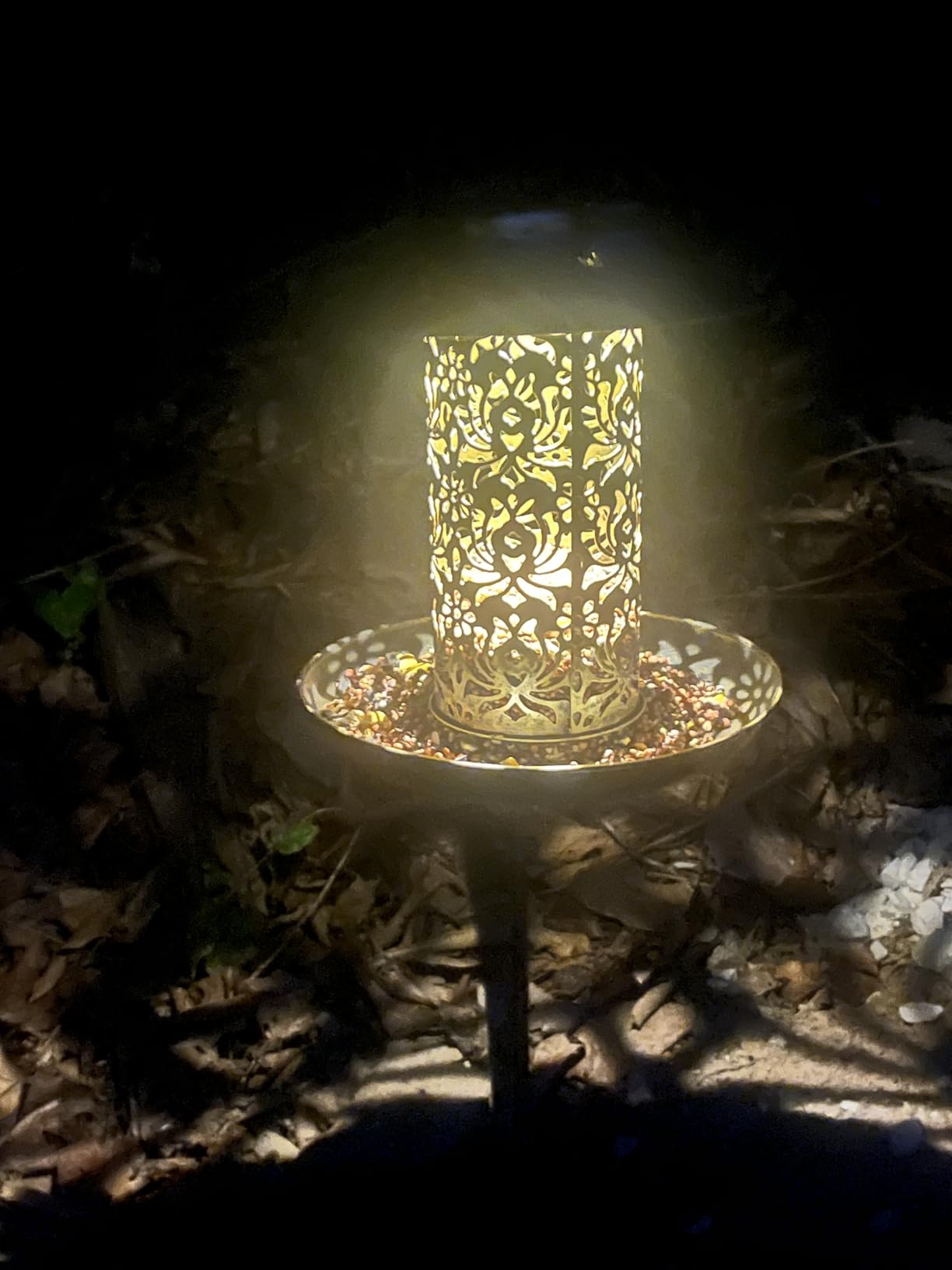 SWEETFULL Solar Bird Feeder for Outdoors Hanging, Metal Wild Bird Feeder for Cardinals Solar Garden Lantern with S Hook as Gift for Bird Lovers (2LBs Heavy Duty birdfeeders) customer photo 2