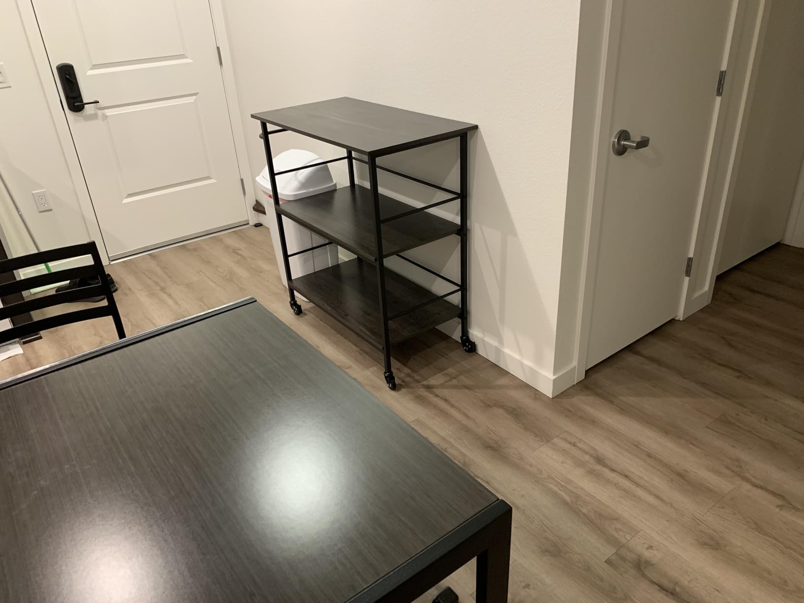 HOOBRO Kitchen Island with Storage, Industrial Kitchen Counter with Hooks and Side Enclosures, 3 Tier Kitchen Cart with Large Workstation, Saving Space, Easy Assembly, Rustic Brown and Black BF03ZD01 customer photo 2