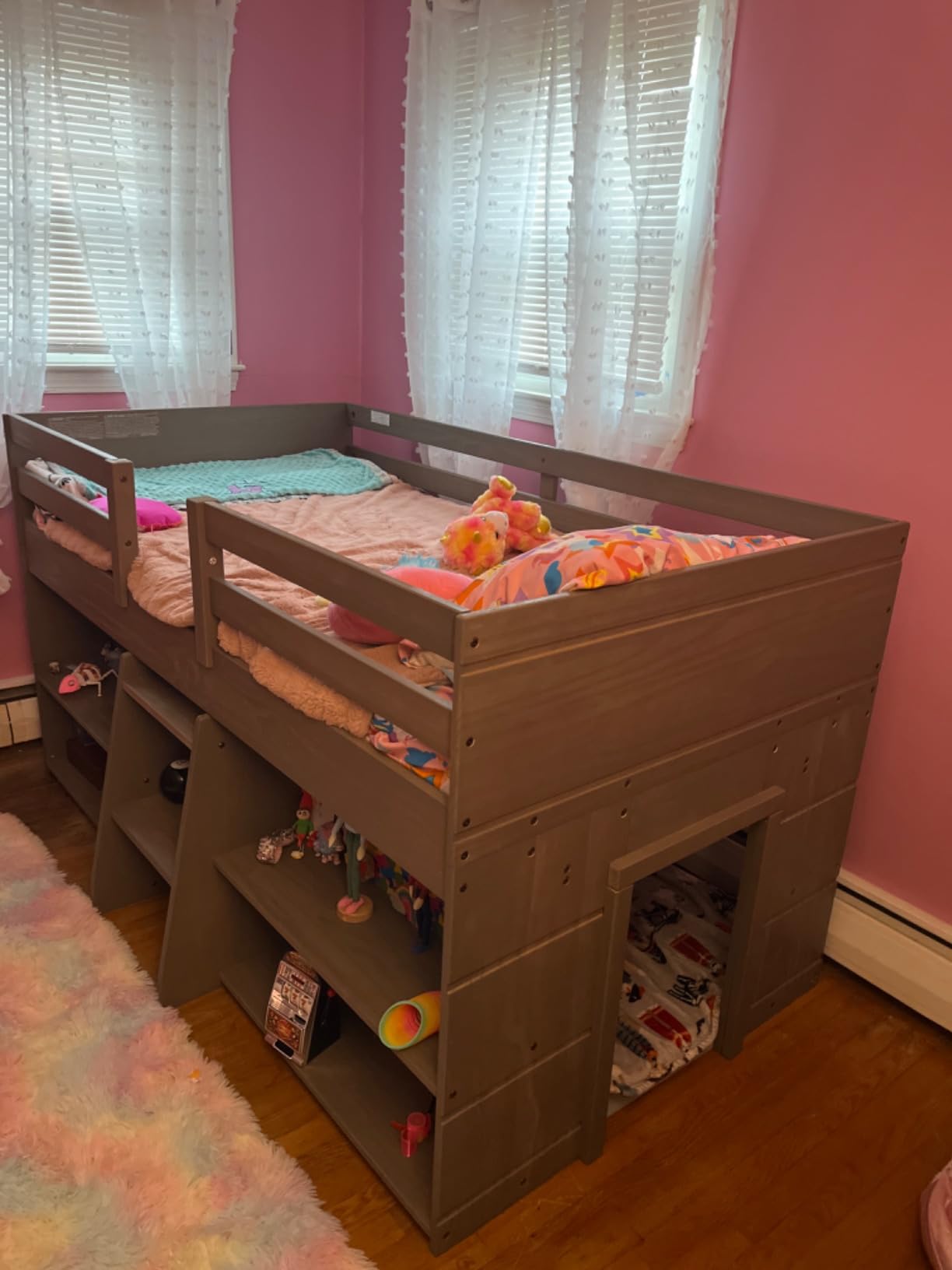 Max & Lily Loft Bed Twin Size, Solid Wood Low Loft Bed with Storage Drawer and Ladder, Modern Farmhouse Loft Bed for Kids, Driftwood customer photo 1