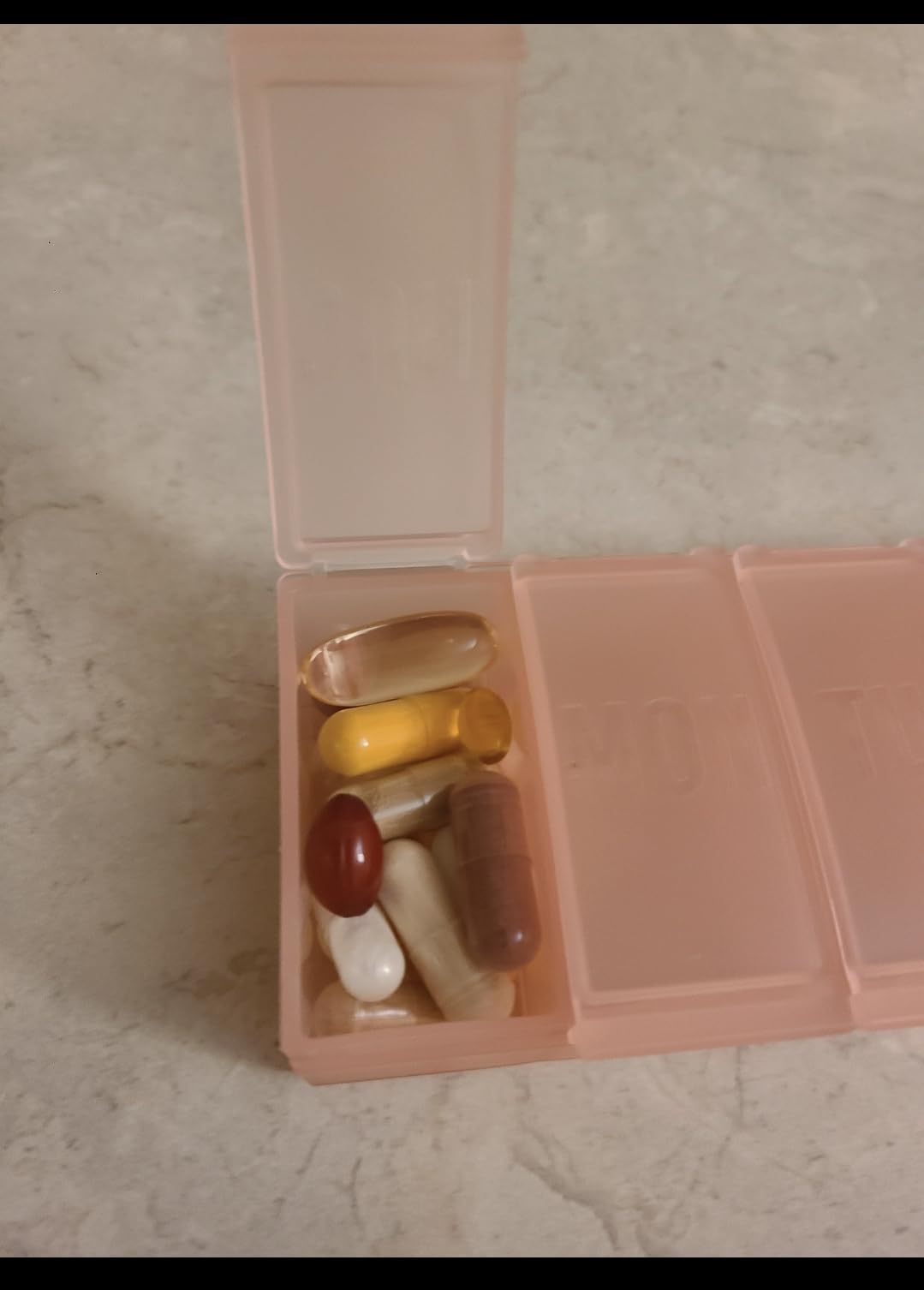 Barhon Pill Organizer Large, Weekly Medicine Pill Organizers, 7 Day Pills Box Case Travel for Big Vitamin Supplements Fish Oil, Black customer photo 2