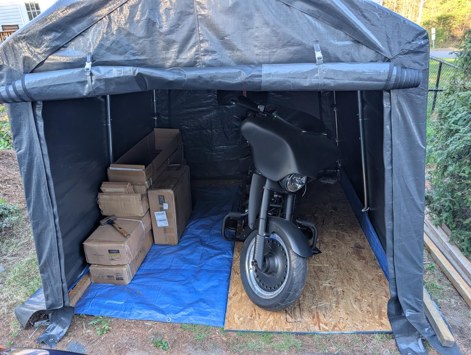 ADVANCE OUTDOOR 7x12 ft 2 Roll up Doors & Vents Outdoor Portable Storage Shelter Garage Tent Carport for Motorcycle ATV with Heavy Duty Metal Frame and Anti-UV Snow Resistant Waterproof Cover, Gray customer photo 1