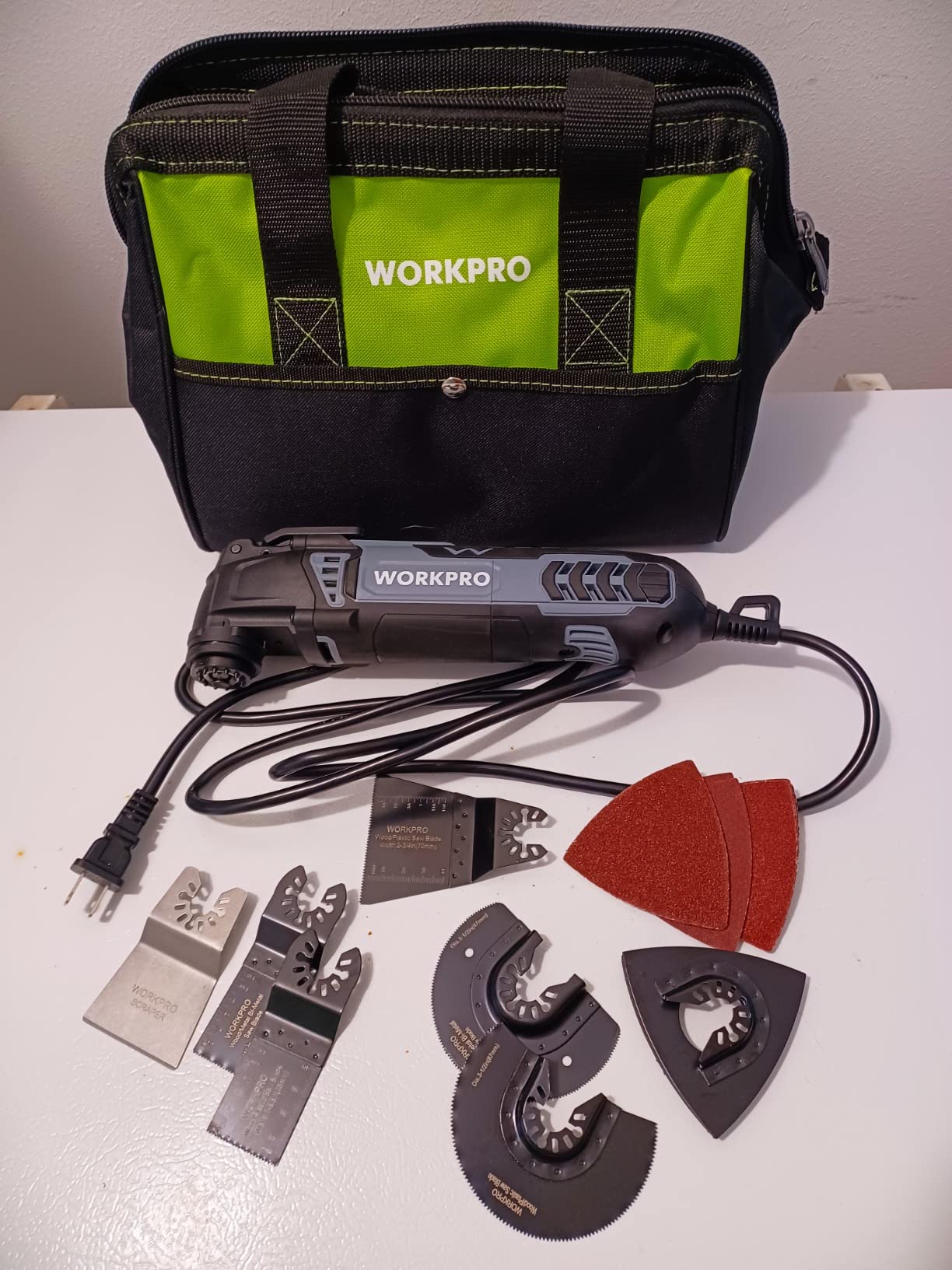 WORKPRO Oscillating Multi-Tool Kit for Christmas, 3.0 Amp Corded Quick-Lock Replaceable Oscillating Saw with 7 Variable Speed, 3° Oscillation Angle, 17pcs Saw Accessories, and Carrying Bag customer photo 2