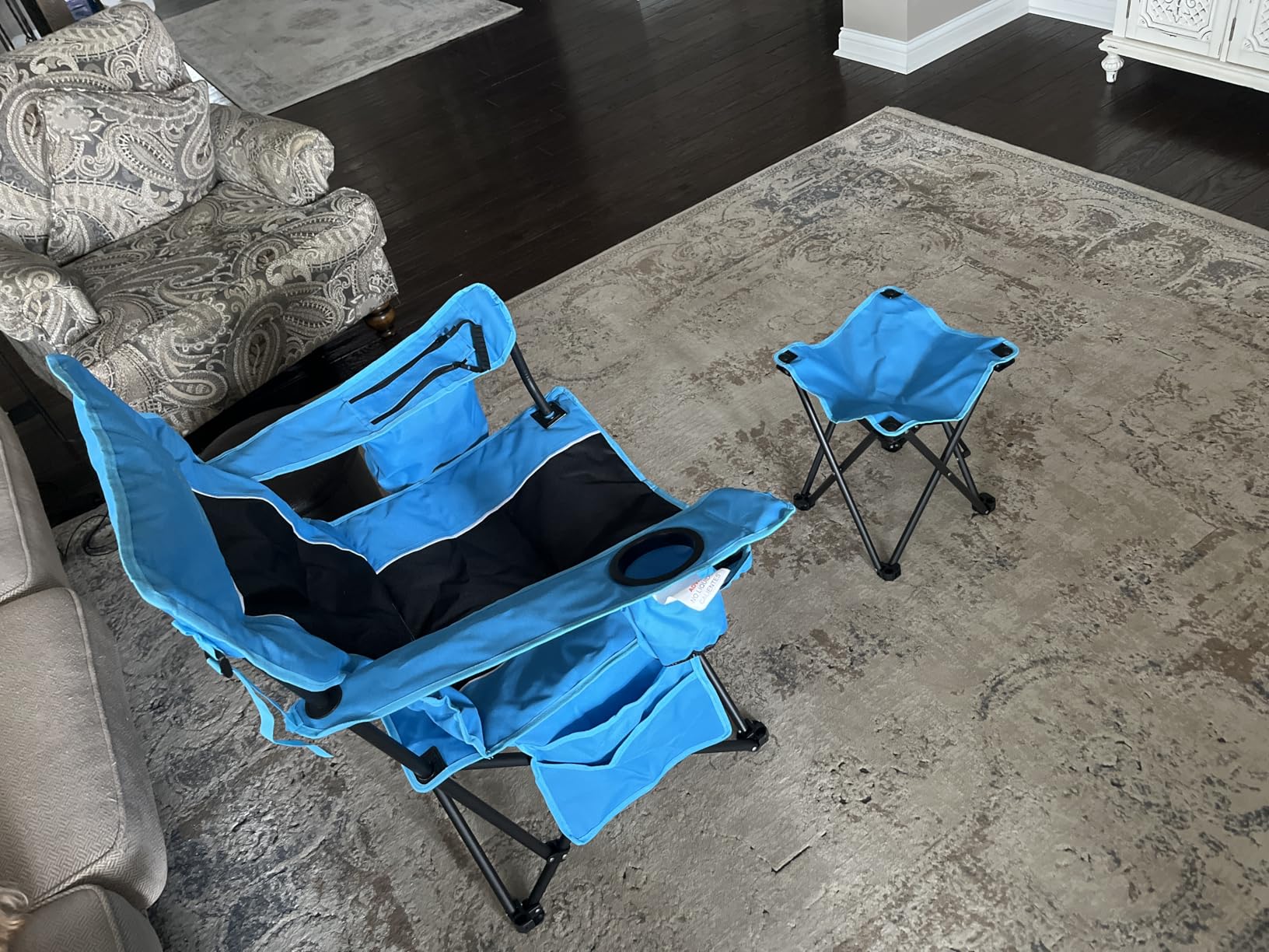 FAIR WIND Padded Camping Chair 500LBS Capacity Heavy Duty Oversized Folding Chair for Heavy People Portable Lawn Chair with Adjustable Lumbar Support, Cooler Bag & Cup Holder for Outdoor, Beach customer photo 2