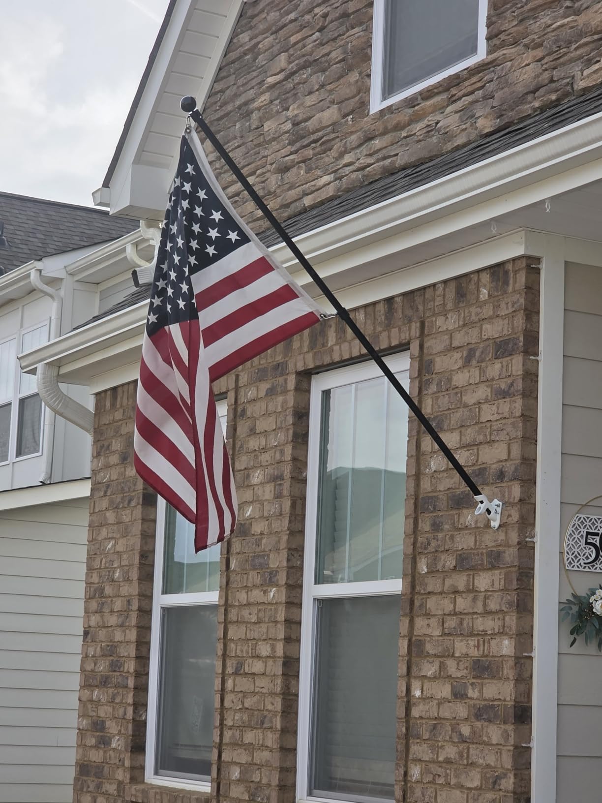 Flag Pole Holder for Outside House - 5ft Heavy Duty Stainless Steel House Flag Pole Kit, Tangle Free Spinning Flagpole For Outdoor Porch customer photo 1