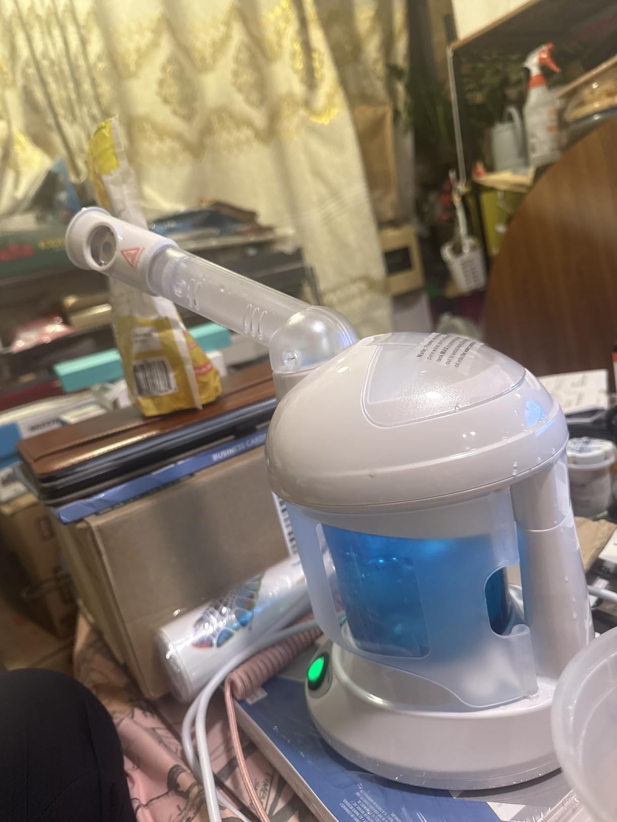 Facial Steamer - Ozone Steamer with 360° Rotatable Arm - 40 Min Steam Time - Humidifier - Unclogs Pores - Blackheads - Portable Facial Steamer for Personal Care Use at Home or Salon, White customer photo 2