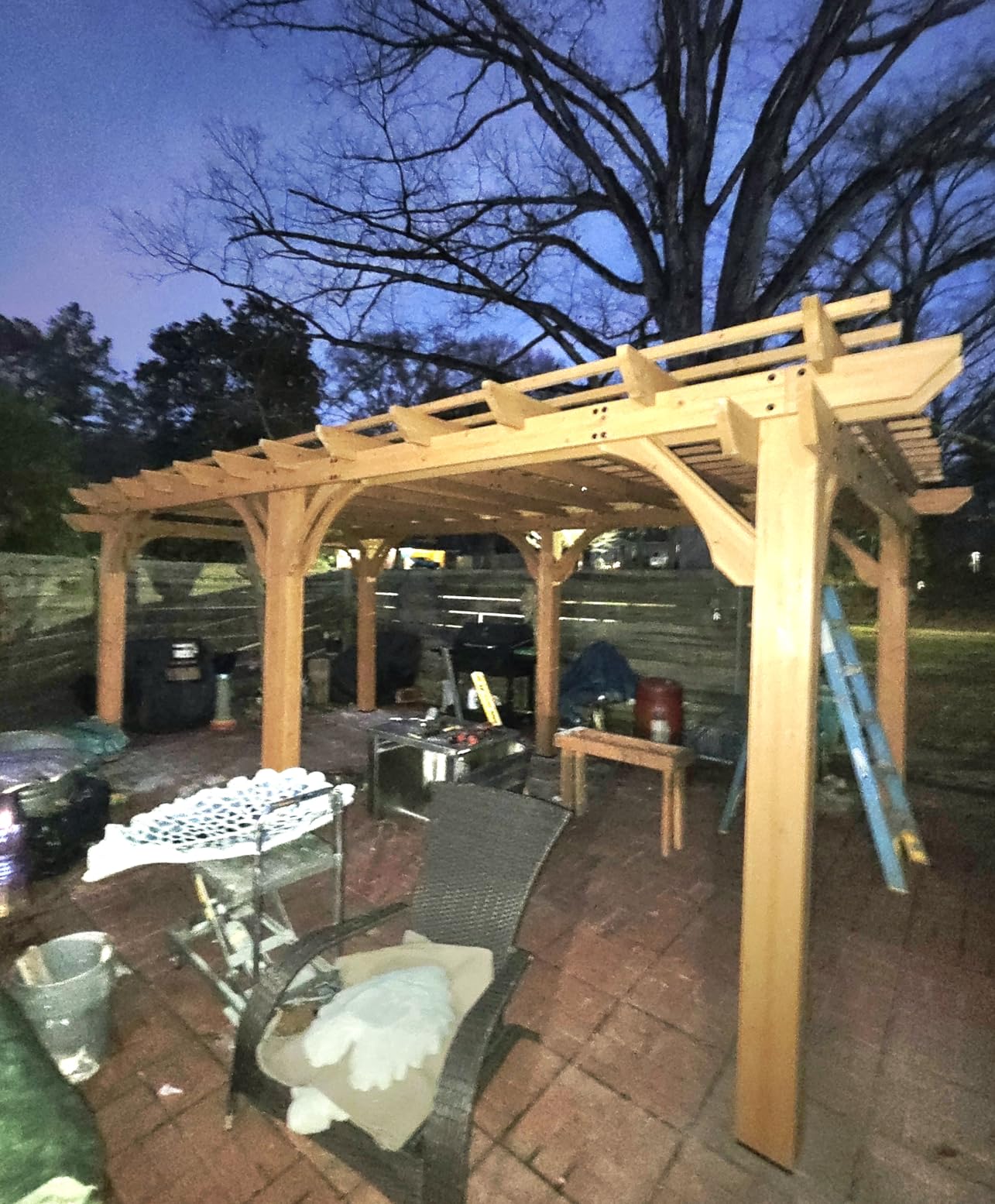 Backyard Discovery Beaumont 14' x 12' Traditional Cedar Wood Pergola Kit with Trellis Roof, All-Season Durability, High-Wind Rating, PowerPort, Shade for Outdoor Patio, Deck, Garden, and Entertaining customer photo 2