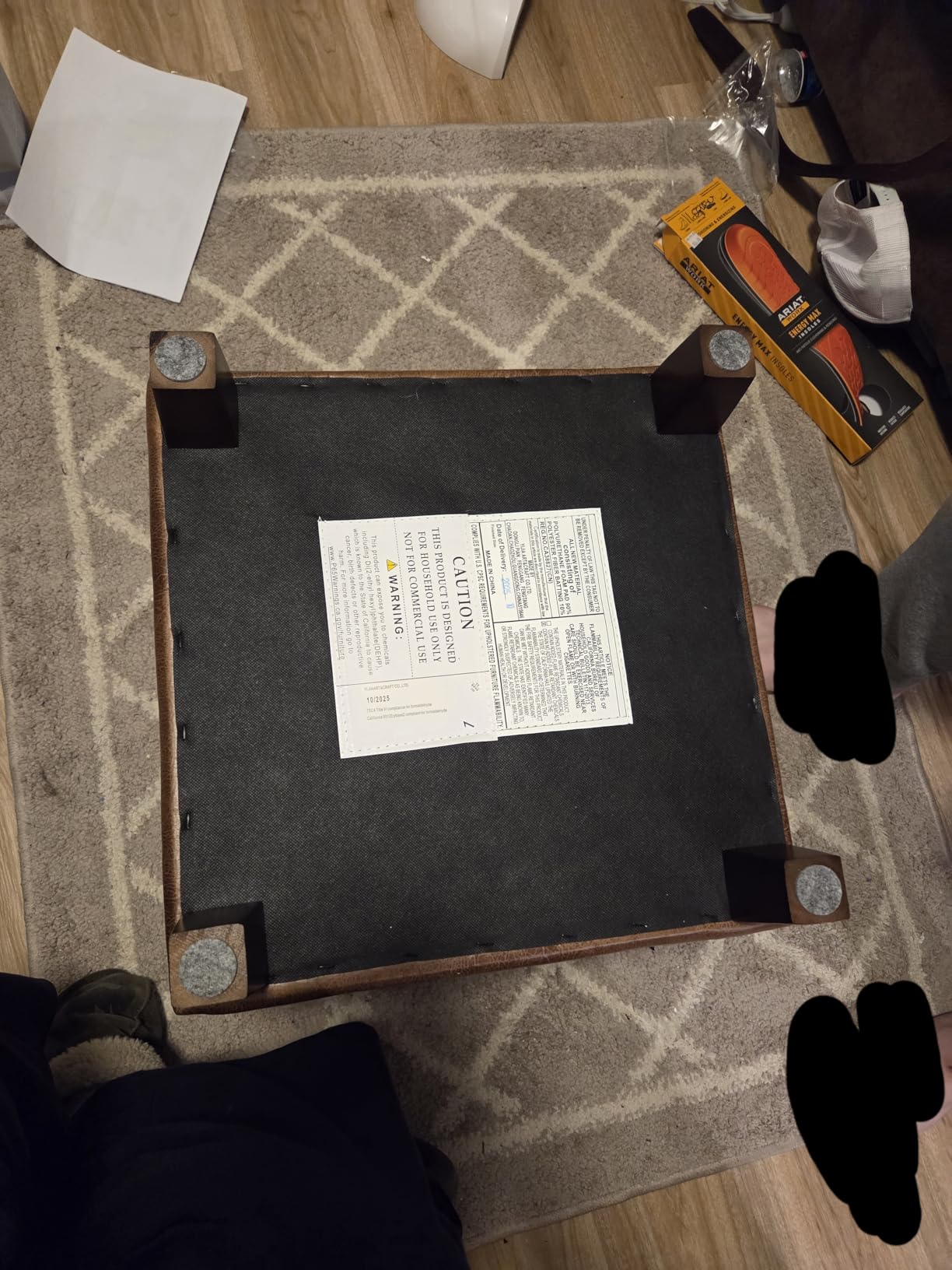 HomePop Square Tufted Storage Ottoman - Distressed Brown Faux Leather Small customer photo 2