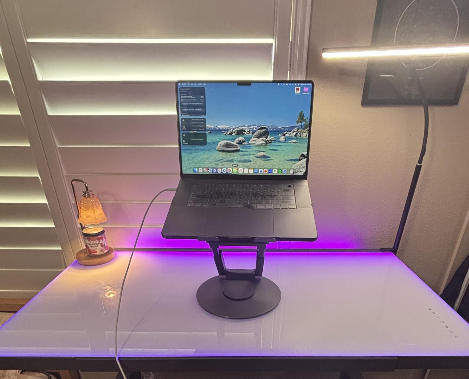 tounee Telescopic Laptop Stand for Desk with 360 Swivel Base, Sit to Stand, Height Adjustable, Portable Riser Holder for Good Posture, Compatible with MacBook Pro, All Laptops 10-17 inch-Gray customer photo 1