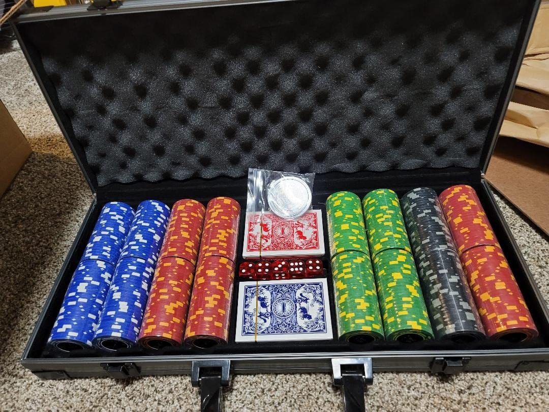 Comie Poker Chips, 500PCS Poker Chip Set with Aluminum Travel Case, 11.5 Gram Poker Set for Texas Holdem Blackjack Gambling customer photo 1