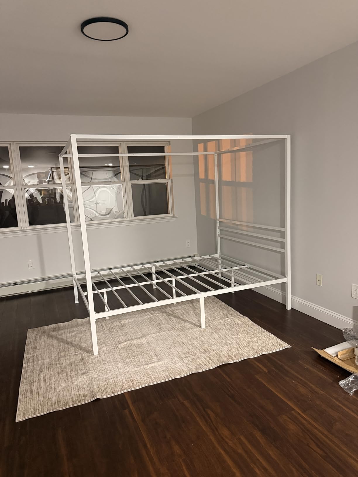 SHA CERLIN Canopy Bed Frame Queen Size/Mattress Foundation with Metal Slats Support/No Box Spring Needed/Easy Assembly/Black customer photo 2