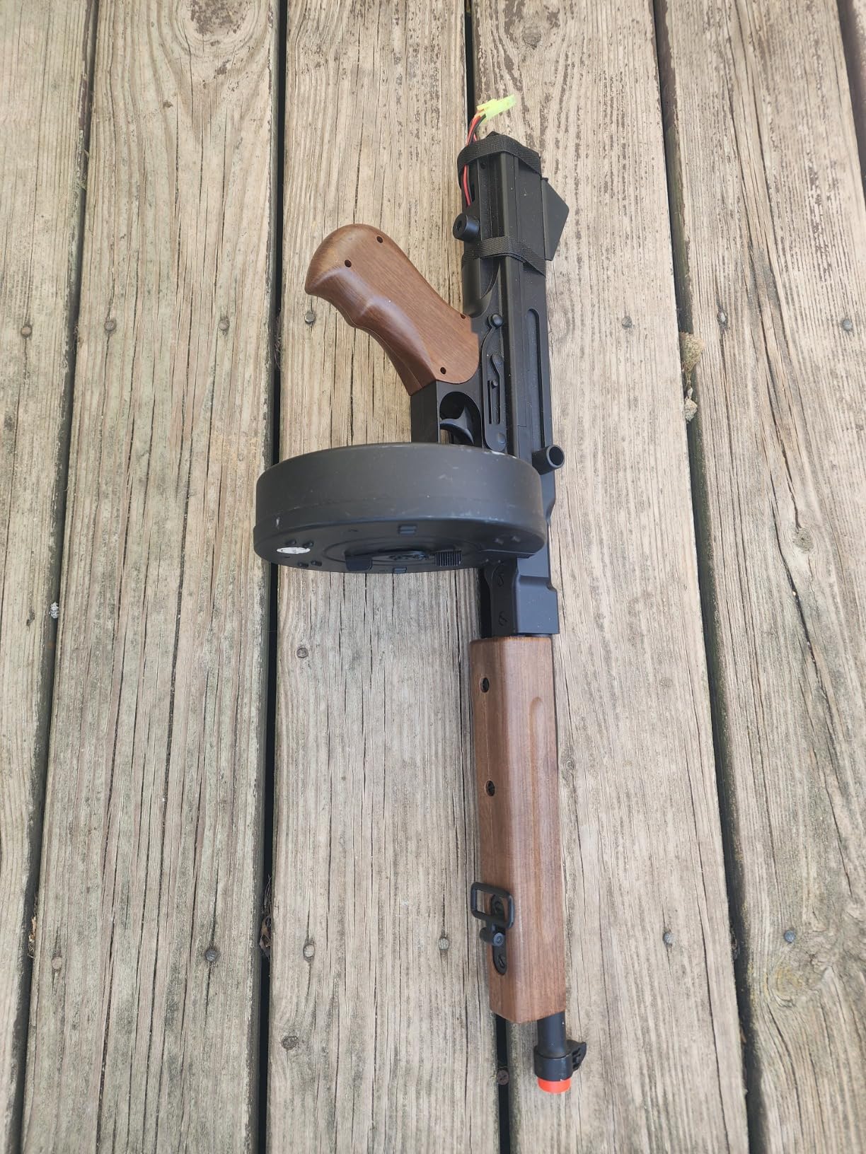 Airsoft Submachine Gun WW2 Chicago Typewriter M1A1 Full Auto Electric SMG AEG with Extra Drum Magazines, Battery and Charger customer photo 2