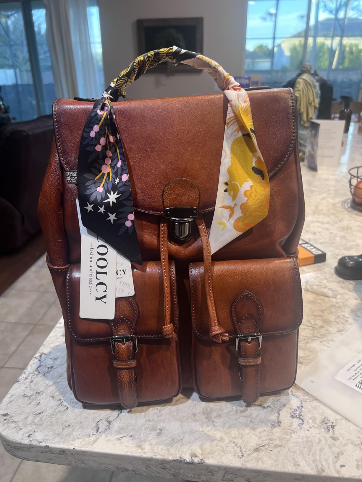 COOLCY Women Vintage Genuine Leather Backpack Purse Fashion Rucksack Practical and Stylish Retro Daypack Bag customer photo 2