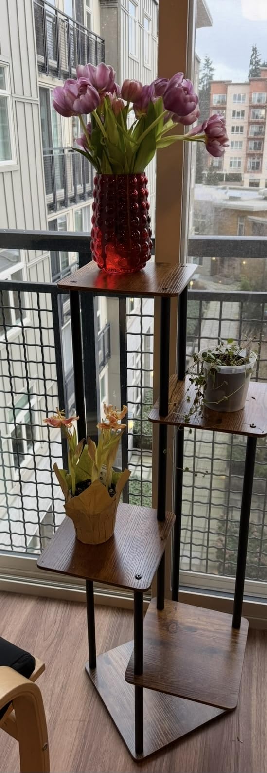 AZERPIAN Plant Stand 5 Tier Indoor Metal Flower Shelf for Multiple Plants Corner Tall Flower Holders for Patio Garden Living Room Balcony Bedroom, Black (5 Tier-Black) customer photo 1