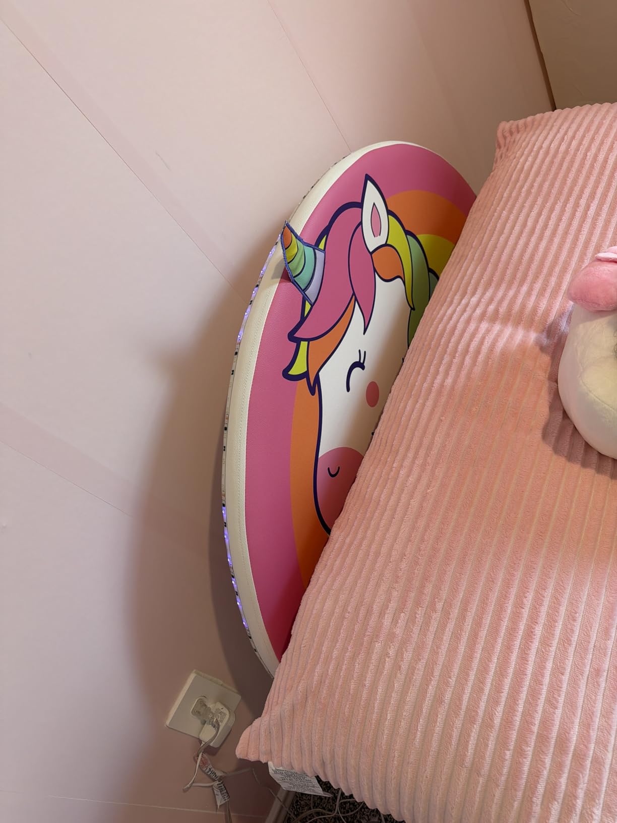 Costzon Twin Bed Frames for Kids, Wood Upholstered Twin Bed Platform with Slat Support (Astronaut) customer photo 2