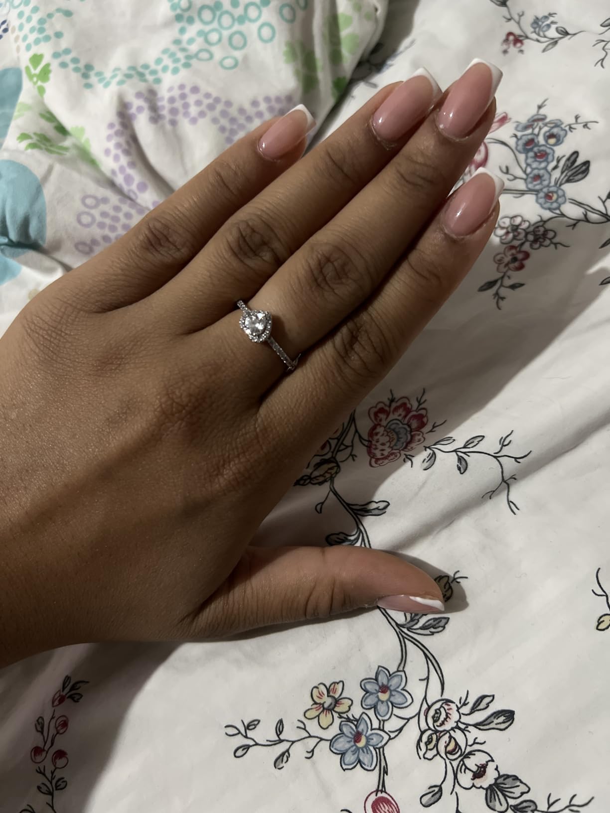 PAVOI 14K Gold Plated Halo Ring | Heart Ring for Women | Square Round Valentines Day Love Promise Rings for Her customer photo 2