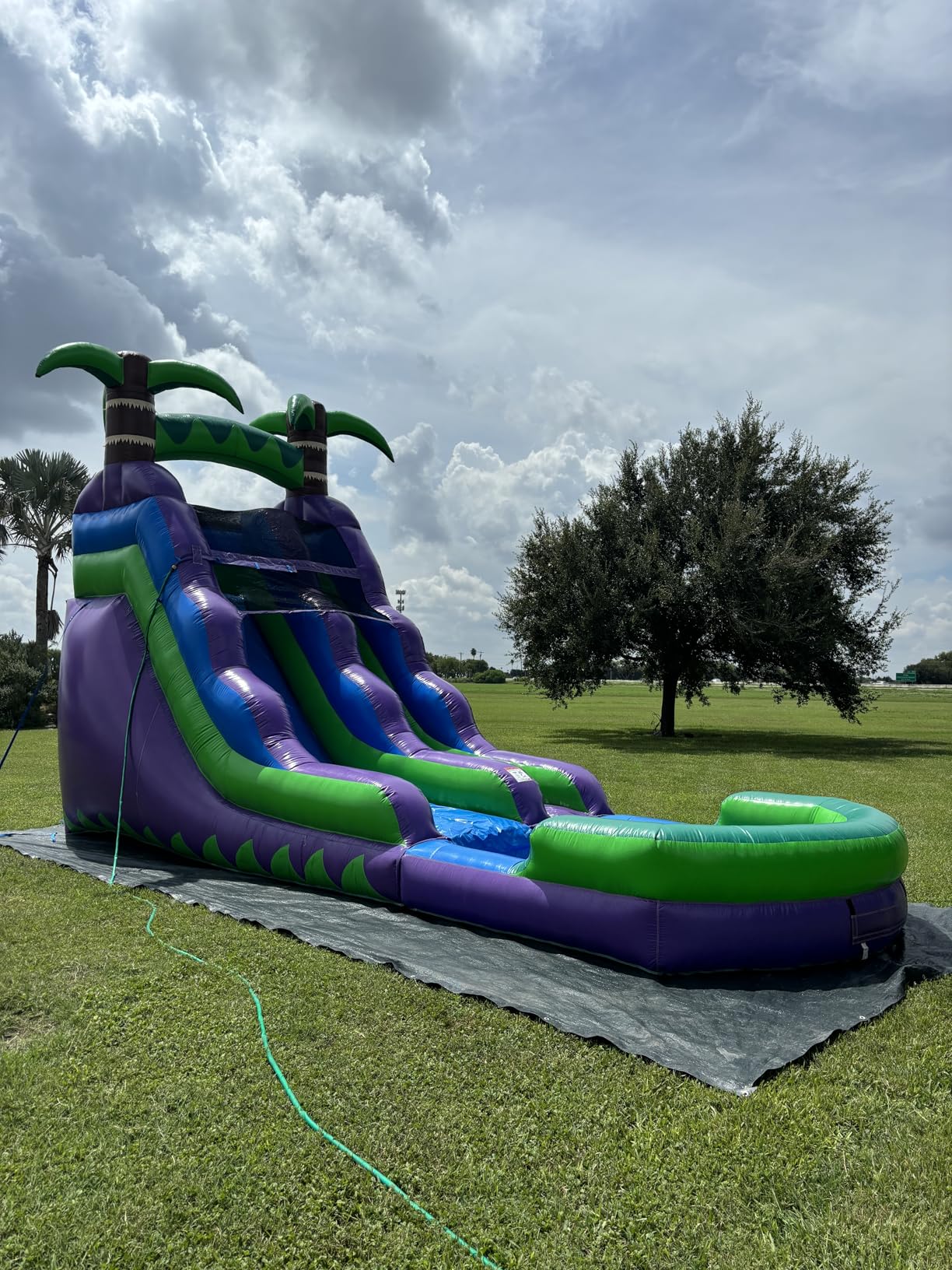 HeroKiddo 16ft Tropical Inflatable Water Slide with Pool, 25ft Long- 100% Commercial Grade PVC Vinyl, Reinforced Strength Wet/Dry Fun, Front Load Entry for Easy Supervision customer photo 2