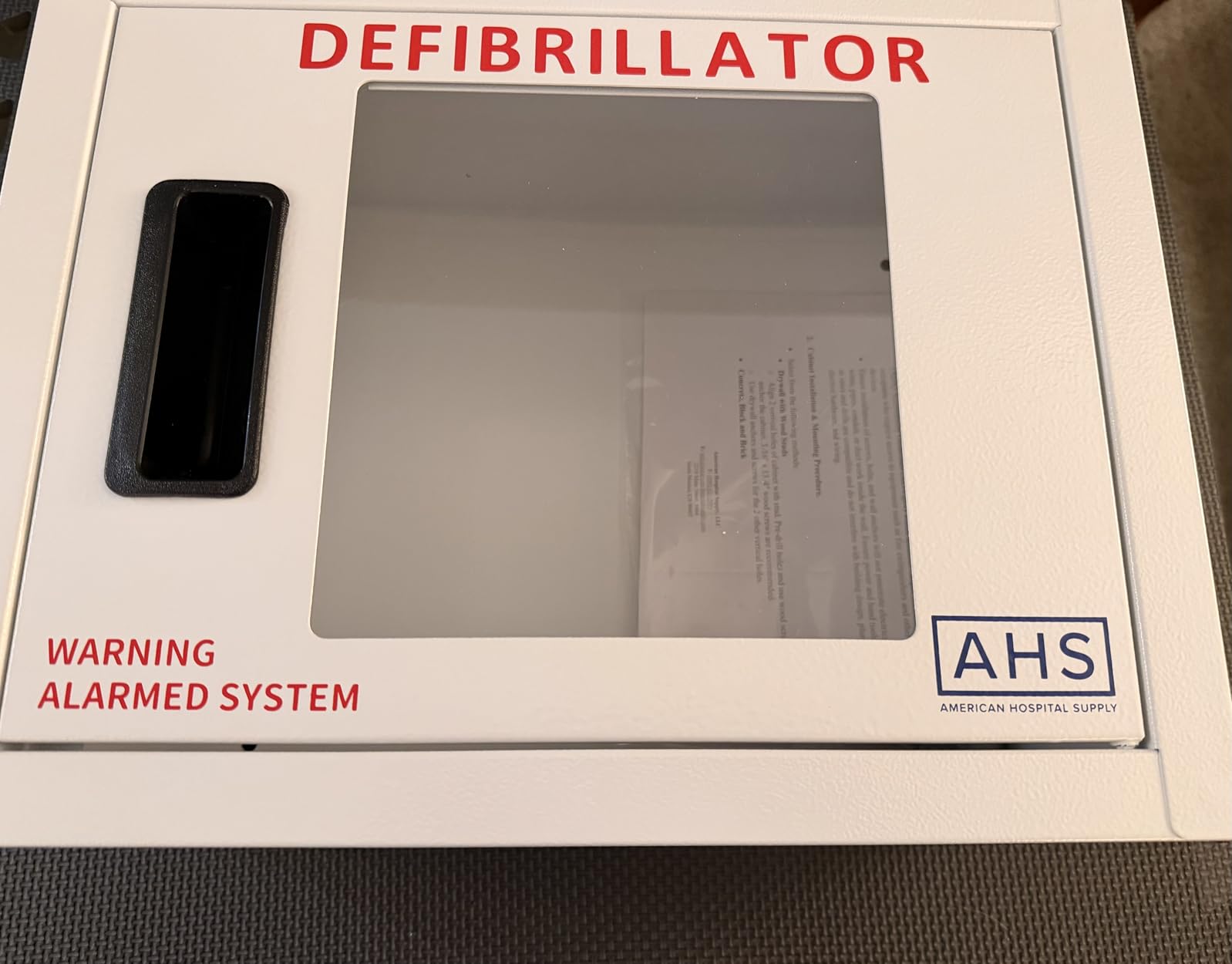 AMERICAN HOSPITAL SUPPLY AED Steel Cabinet, Wall Mount, Alarmed Automated External Defibrillator Storage Cabinet - Small, fits Heartsine, Philips, and Defibtech AEDs customer photo 1