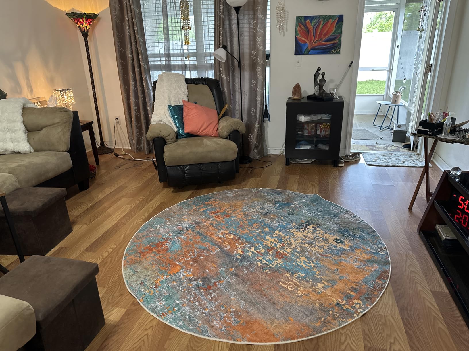 Lahome Modern Abstract 5x7 Area Rugs for Living Room, Washable Bedroom Rug Soft Non Slip Low Pile, Faux Wool Contemporary Carpet for Indoor Floor Decor Home Office Dining Room, Red/Multi customer photo 1