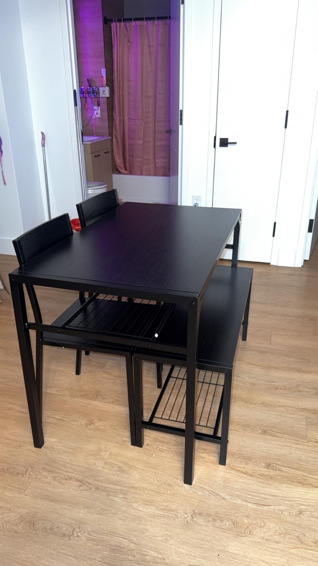 Gizoon Kitchen Table and 2 Chairs for 4 with Bench, 4 Piece Dining Table Set for Small Space, Apartment customer photo 1