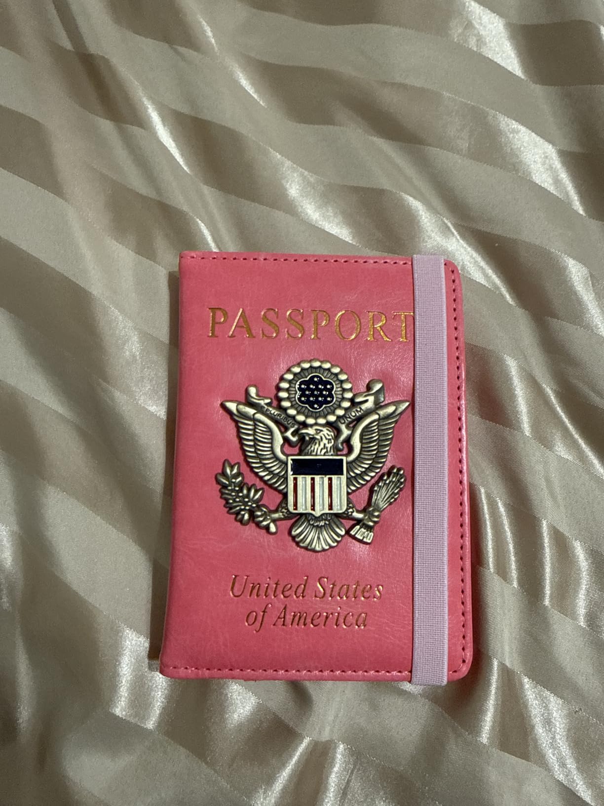 RFID Blocking Passport Holder for Women Men, Leather Passport Travel Wallet with 3D Metal Badge, Travel Document Holder Cover Accessories (Dark Blue) customer photo 2