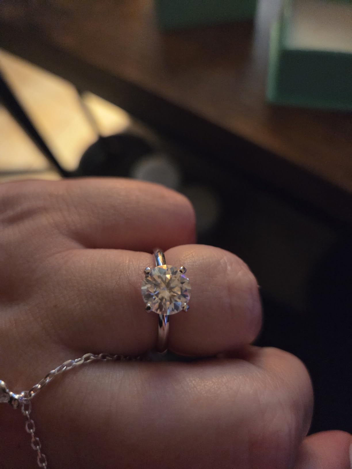 Solitaire Moissanite Engagement Ring, 1CT D Color VVS1 Clarity, 925 Sterling Silver with 18K White Gold Plated, Ideal Gift for Women customer photo 2