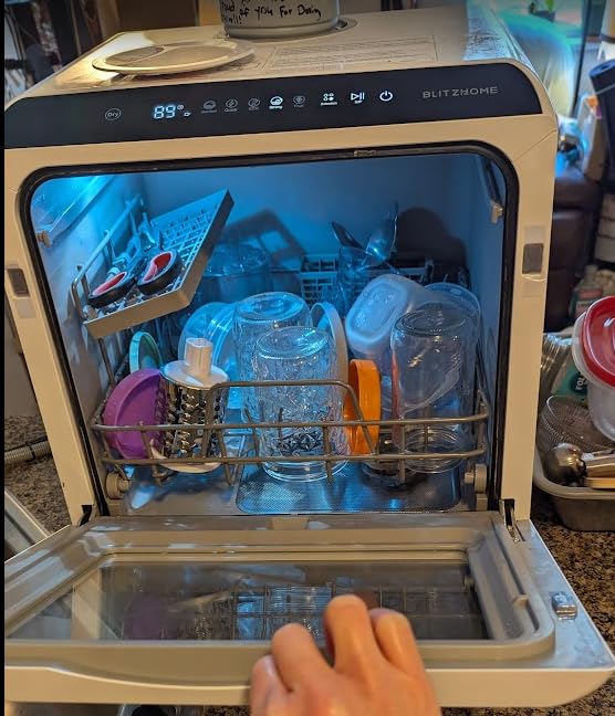 BLITZHOME Portable Dishwasher Countertop, WIFI Smart Dishwasher, Compact Dishwashers with 5L Built-in Water Tank, 6 Programs, 360-Dual Spray, High-Temp & Air-Dry Function, Fruit Cleaning customer photo 1