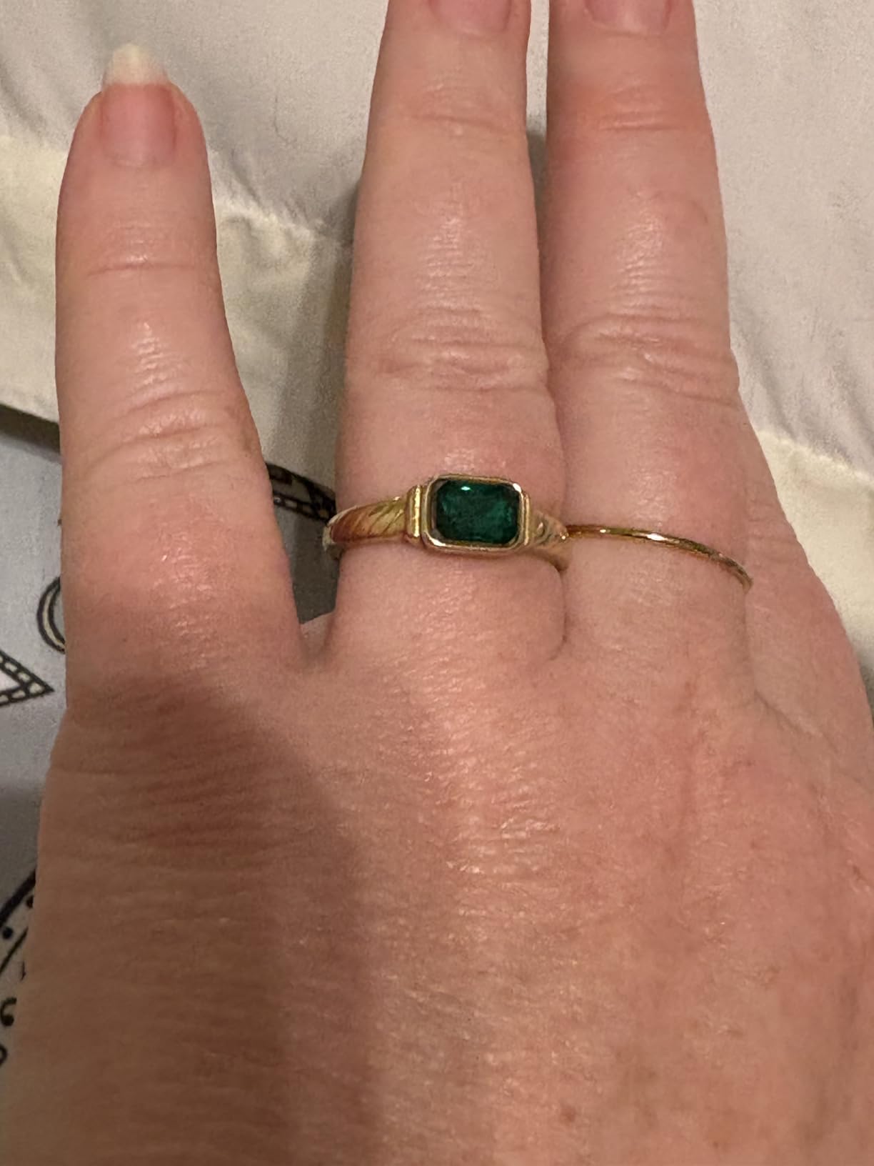 Gold Emerald Rings Gold Rings for Women Dainty Green Rings Cut Emerald Gemstones CZ Non Tarnish 14K Gold Plated Rings customer photo 1