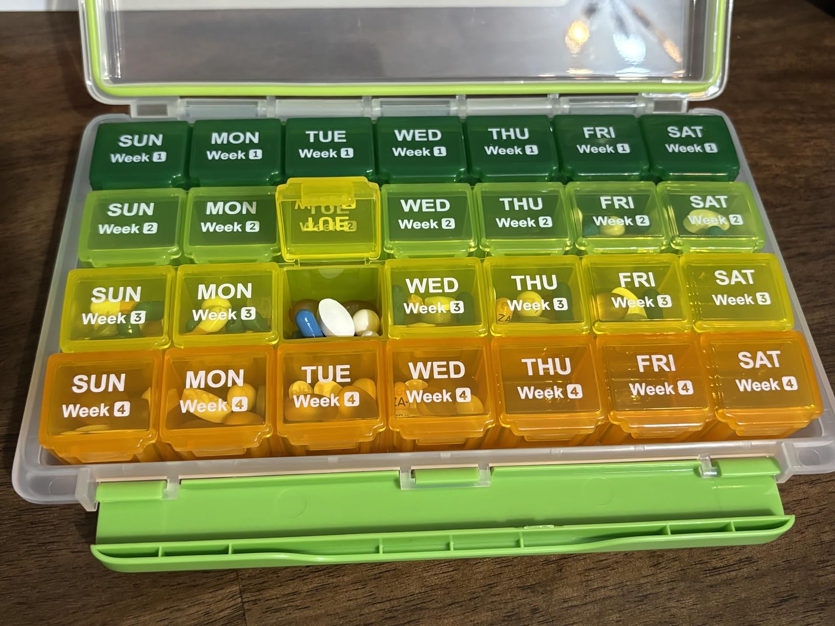 AUVON Moisture-Proof Monthly Pill Organizer, Large 28 Days Pill Box Case with Removable 4 Weeks Medication Organizer Rows customer photo 2