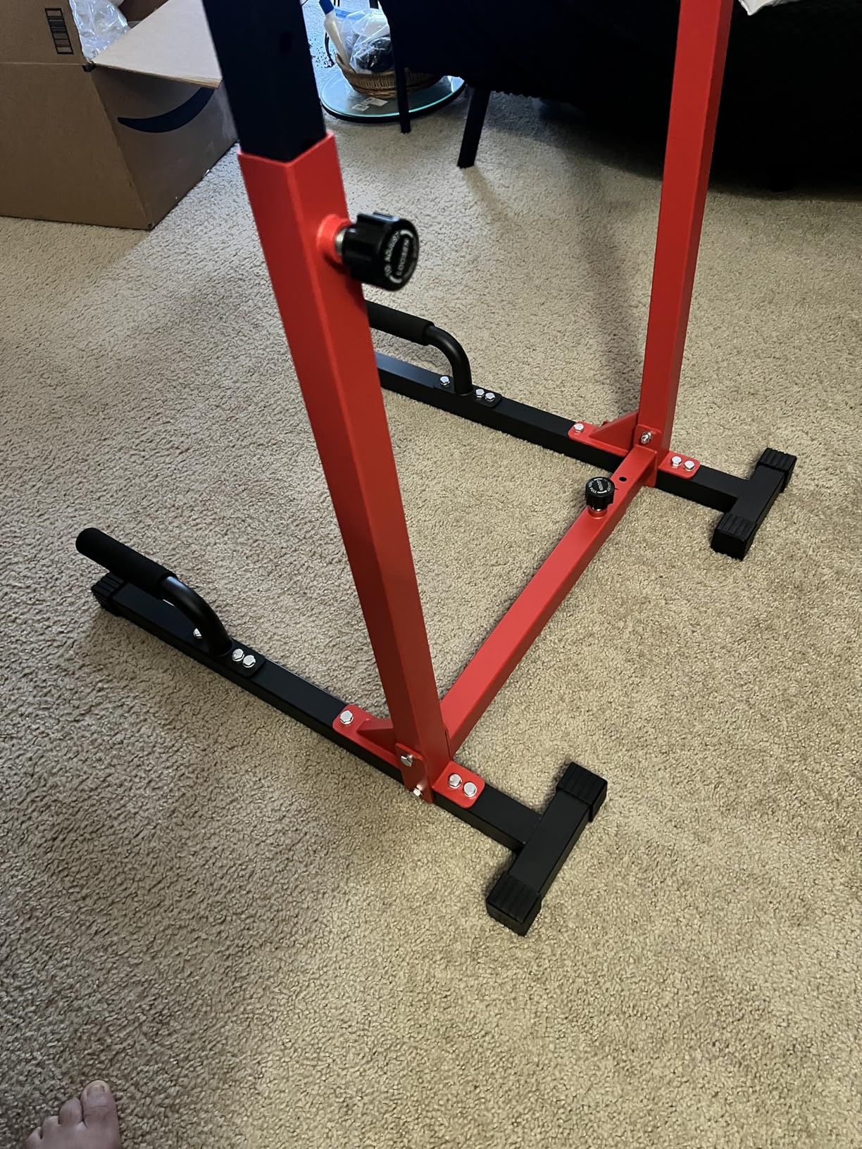 SELEWARE Heavy Duty Dip Bar, Adjustable Width & Height Dip Station Home Gym Fitness Equipment, 800lbs Capacity, Multifunctional Strength Training Dip Stand with Push Up Bar for Tricep Dips, L-Sits customer photo 1