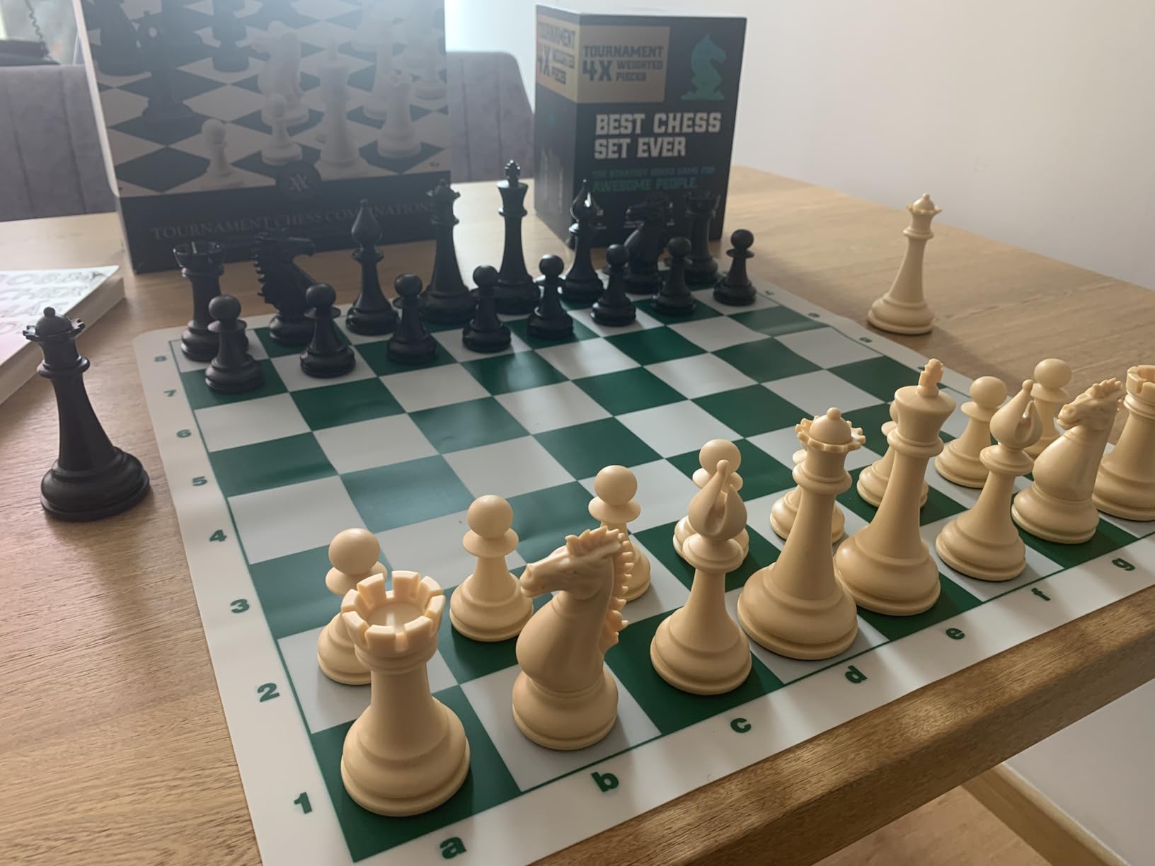 Best Chess Set Ever 3X Tournament Modern Chess Set with Weighted Staunton Pieces, 20x20 Double-Sided Silicone Board customer photo 2