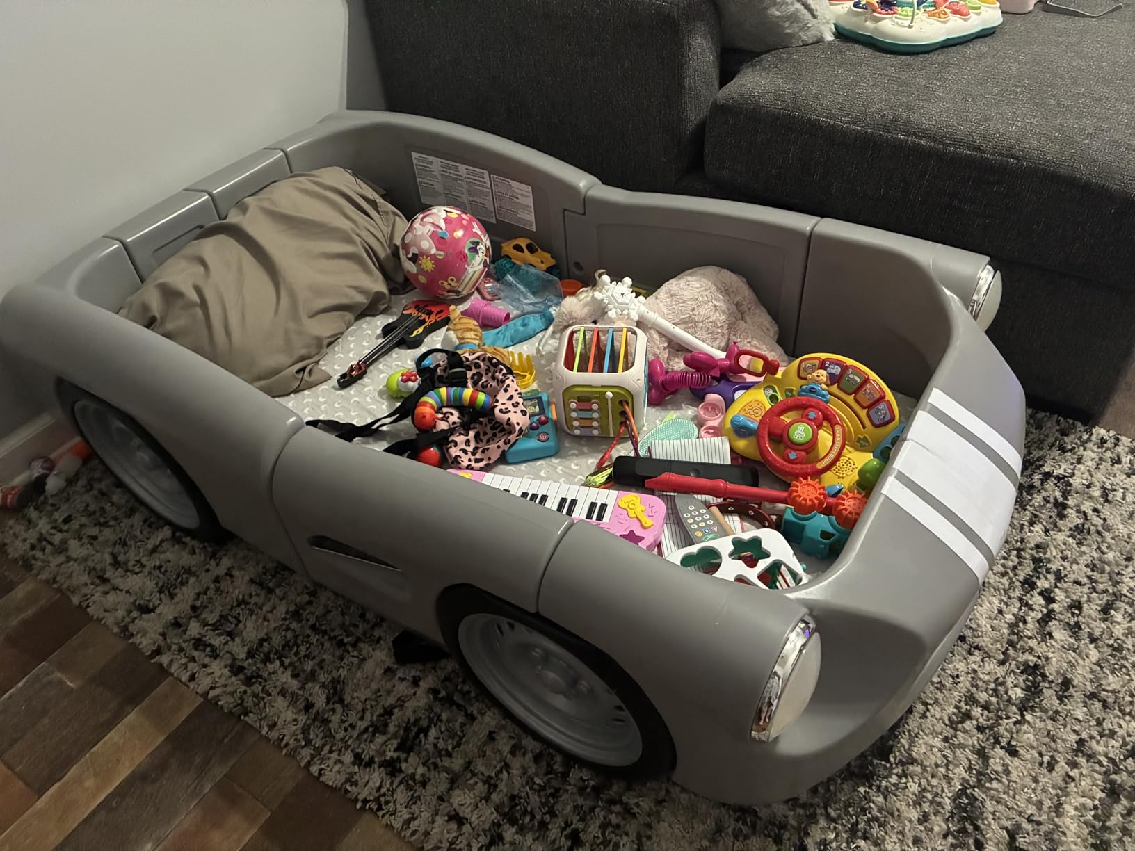 Step2 Roadster Toddler-to-Twin Bed, Transition Race Car Bed for Boys & Girls, Adjustable, Gray customer photo 1