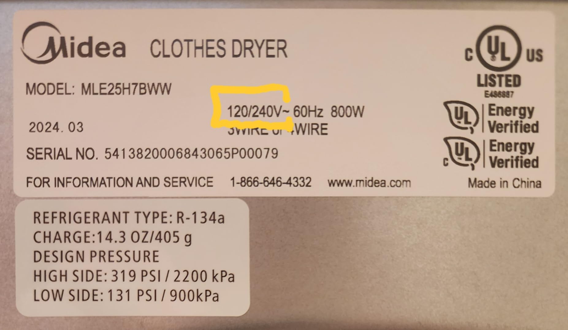 Midea MLE25H7BWW Heat Pump, Ventless Front Load Dryer Stackable Washing Machine, Energy Efficient and Space Saving, 4.4 Cu.ft, White customer photo 1