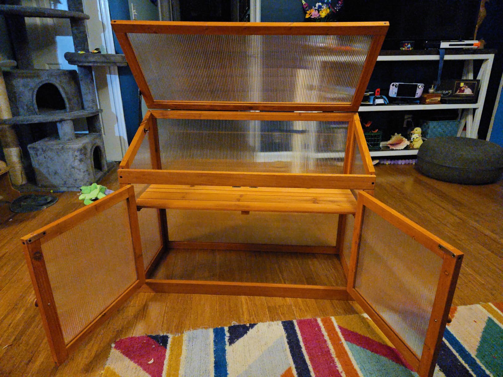 MCombo 2-Tier Wooden Cold Frame Garden Greenhouse Raised Flower Planter Shelf Bed Protection 6057-0160 (Natural) customer photo 2