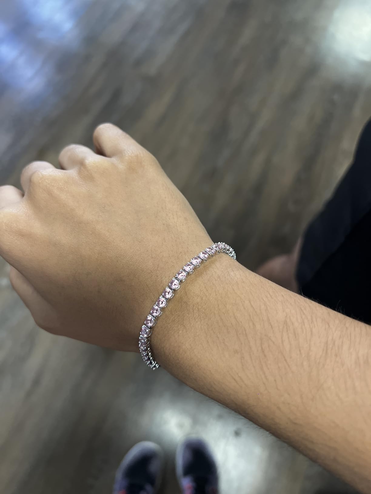 Swarovski Matrix Tennis Bracelet, Round Cut Crystals, Pink, Blue, Black, Clear, Rhodium, Gold-Tone and Rose Gold-Tone Finishes customer photo 1