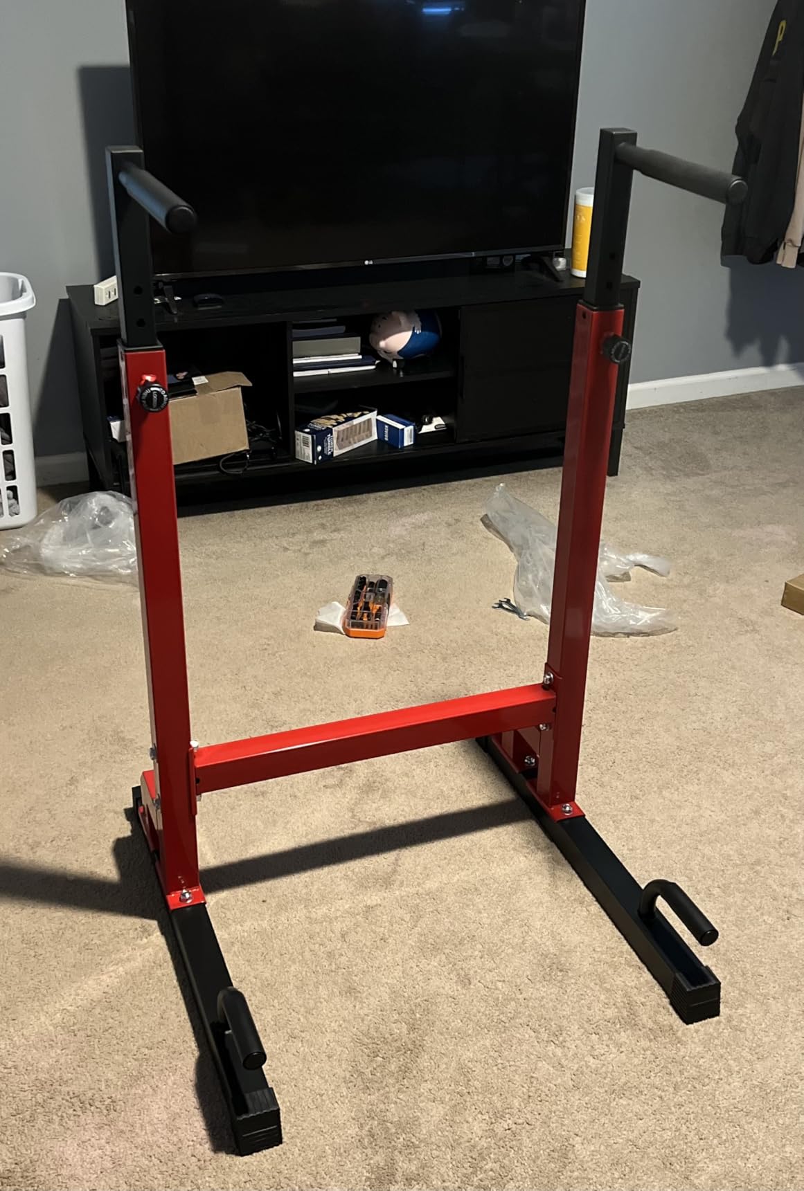 BalanceFrom Steel Frame Dip Station with Adjustable Height, 500 Pound Weight Capacity - Upper Body Workout Home Gym Equipment for Triceps, Push & Pull Ups, Leg Raises, and Bench Press customer photo 1
