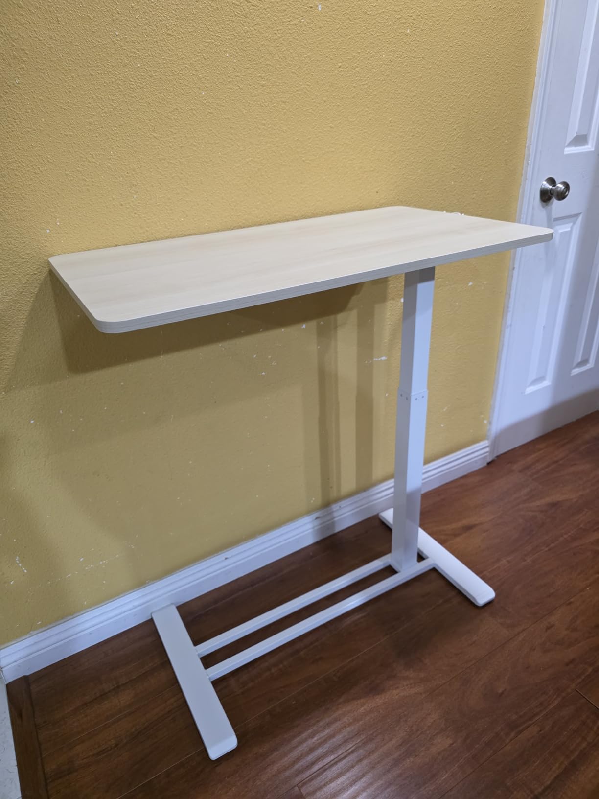 FLEXISPOT H7 Adjustable Overbed Bedside Table with Wheels Pneumatic Mobile Standing Desk Laptop Desk Rolling Computer Cart Movable Overbed Table Hospital Home Use (31.5