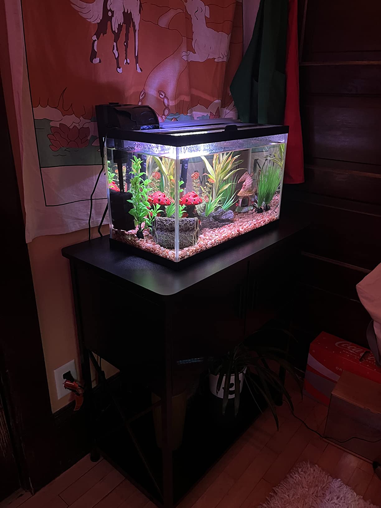20 Gallon Fish Tank Stand, Metal Aquarium Stand 20 Gallon with Cabinet Storage, 28.7
