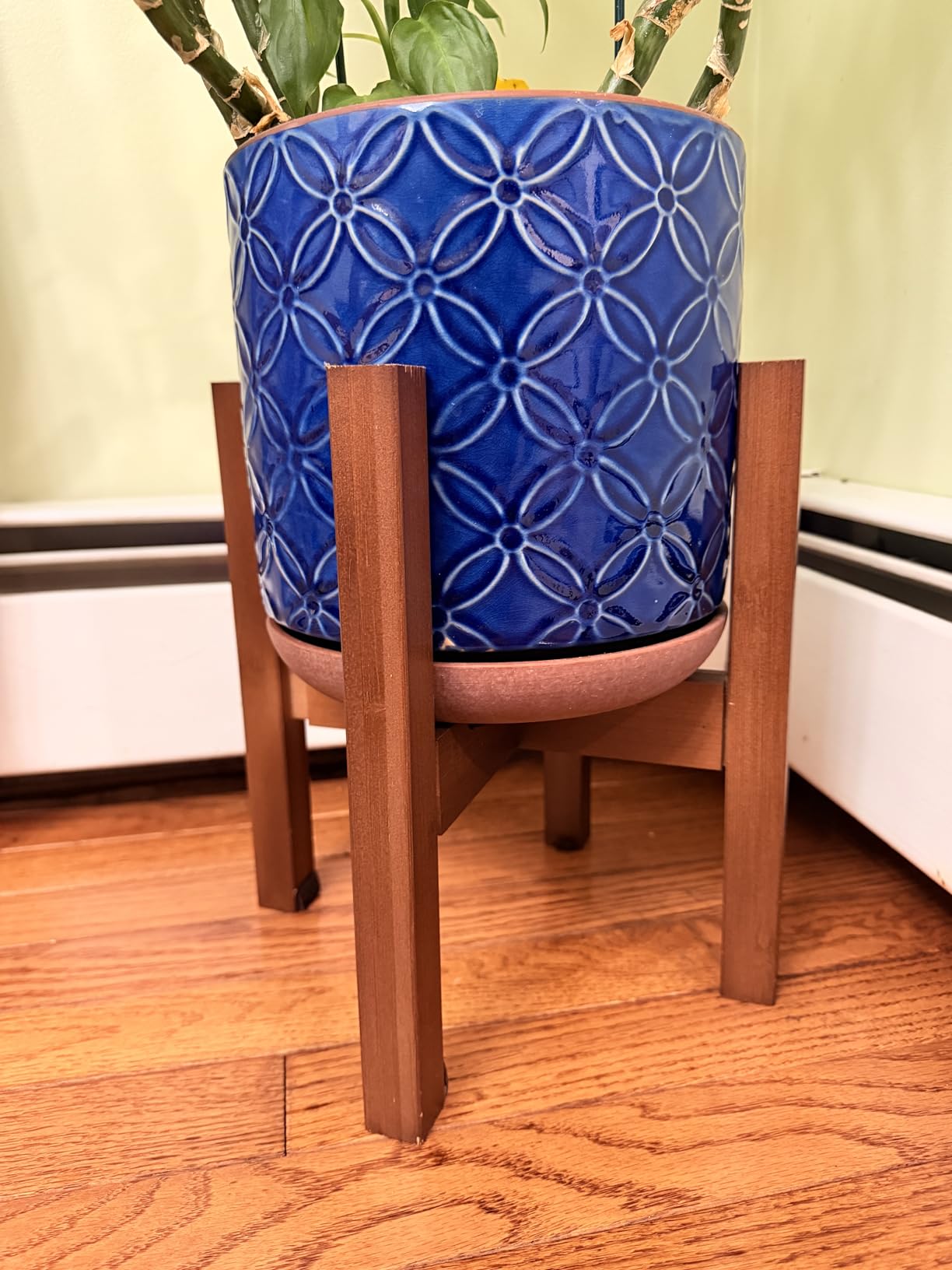 Rnined Adjustable Plant Stand Indoor, Bamboo Mid Century Modern Plants Stands, Stable Plant Holder, Fit 8 9 10 11 12 inch Pots (Pot & Plant Not Included) customer photo 2