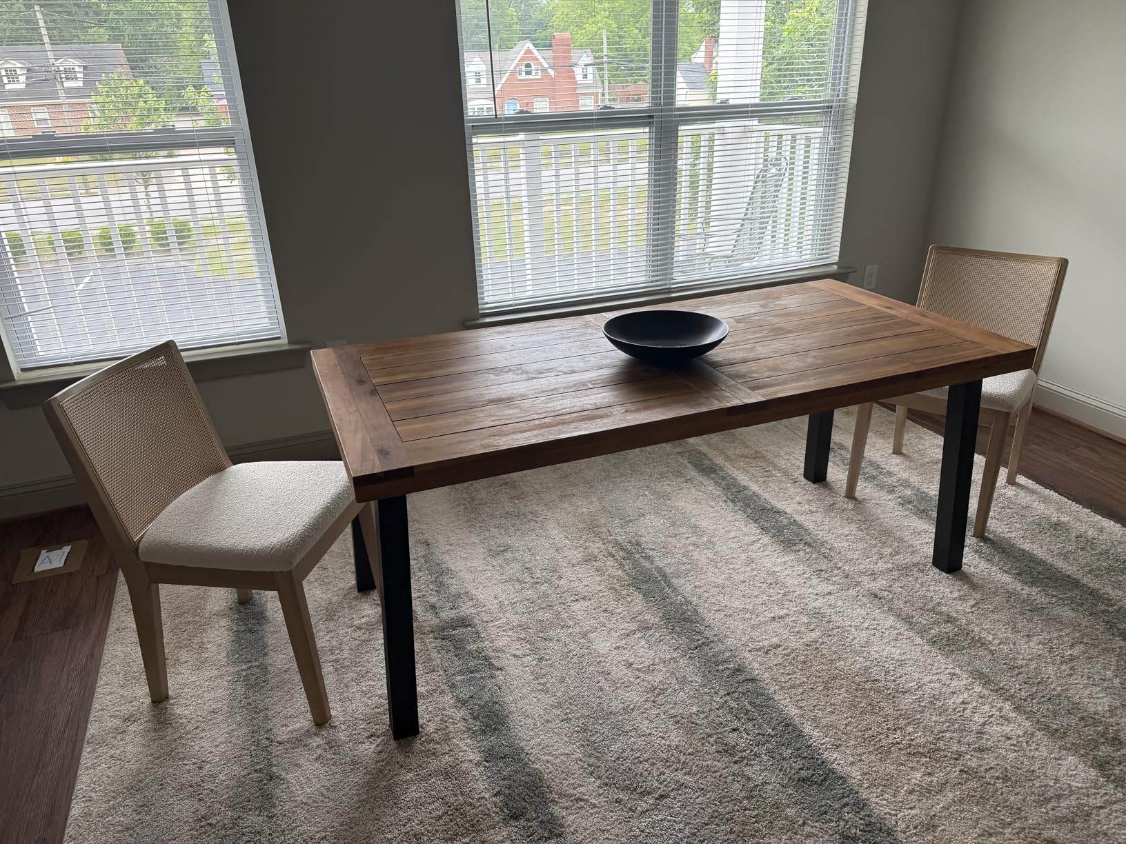Devoko Home Acacia Wood Dining Table 6-Person Indoor Outdoor Table with Iron Legs, Sandblast Finish, Natural Stained, Rustic Metal, 69 * 33 * 30 inch (Natural) customer photo 1