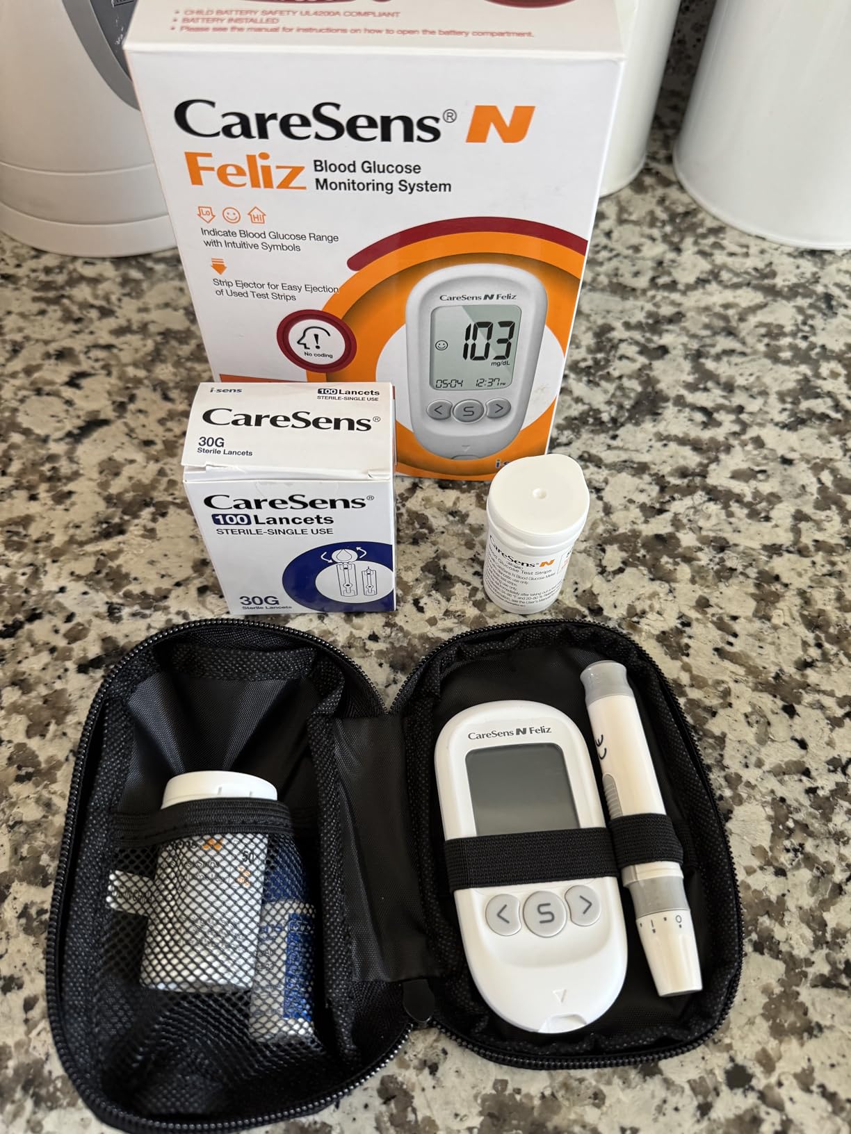 CareSens N Feliz Blood Glucose Monitoring Kit with 100 Blood Sugar Test Strips, 100 Lancets, Travel Case customer photo 2