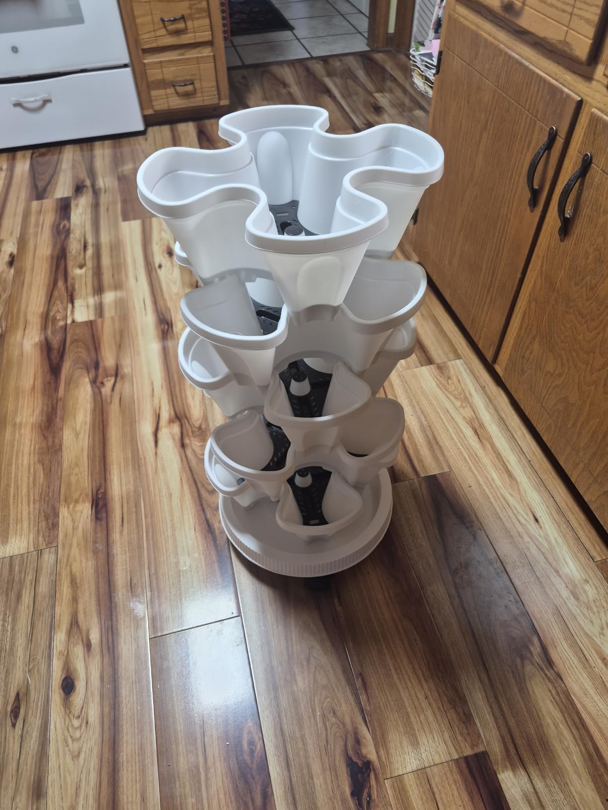 GameXcel Vertical Planter Tower - 5 Tier Stackable Garden Planters with Wheels and Tools Plant Pots for Strawberry Herb Flower and Vegetable Indoor Outdoor Use Gray customer photo 1